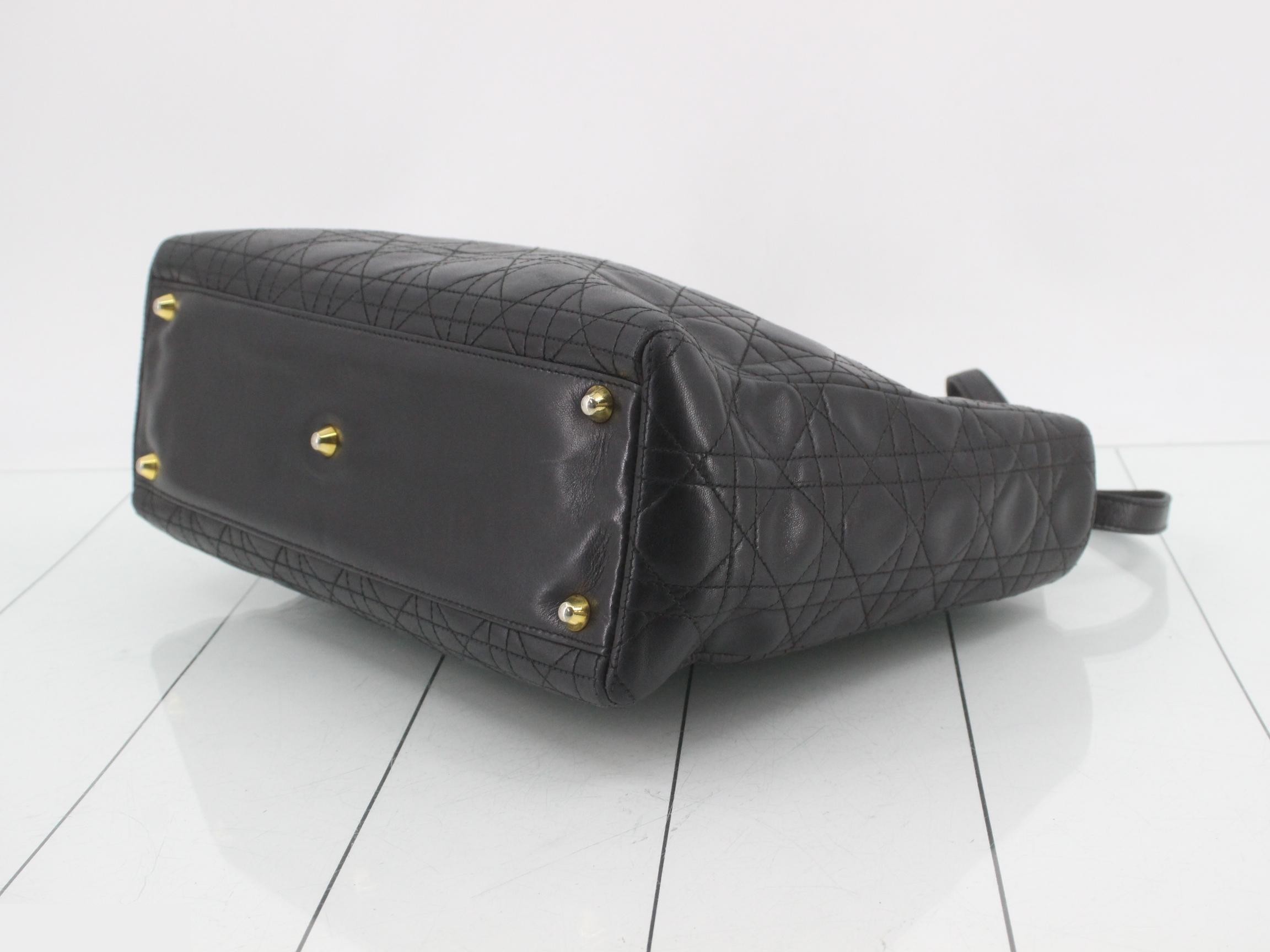 Lady Dior Lambskin Black 2-Way Handbag with Gold Hardware and Strap — view 6