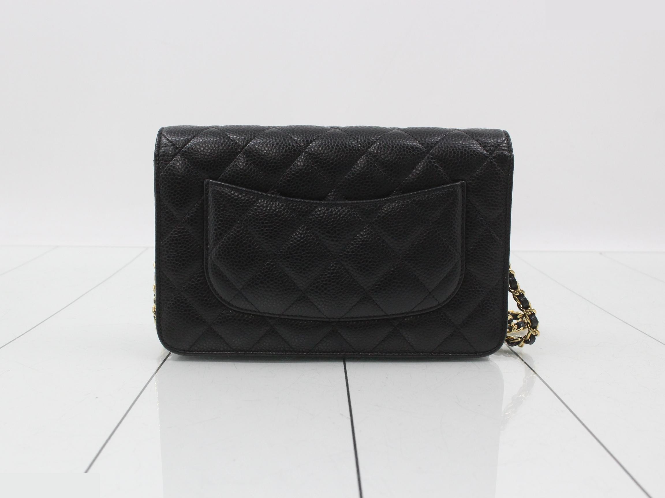 Caviar skin chain shoulder bag and chain wallet — view 2