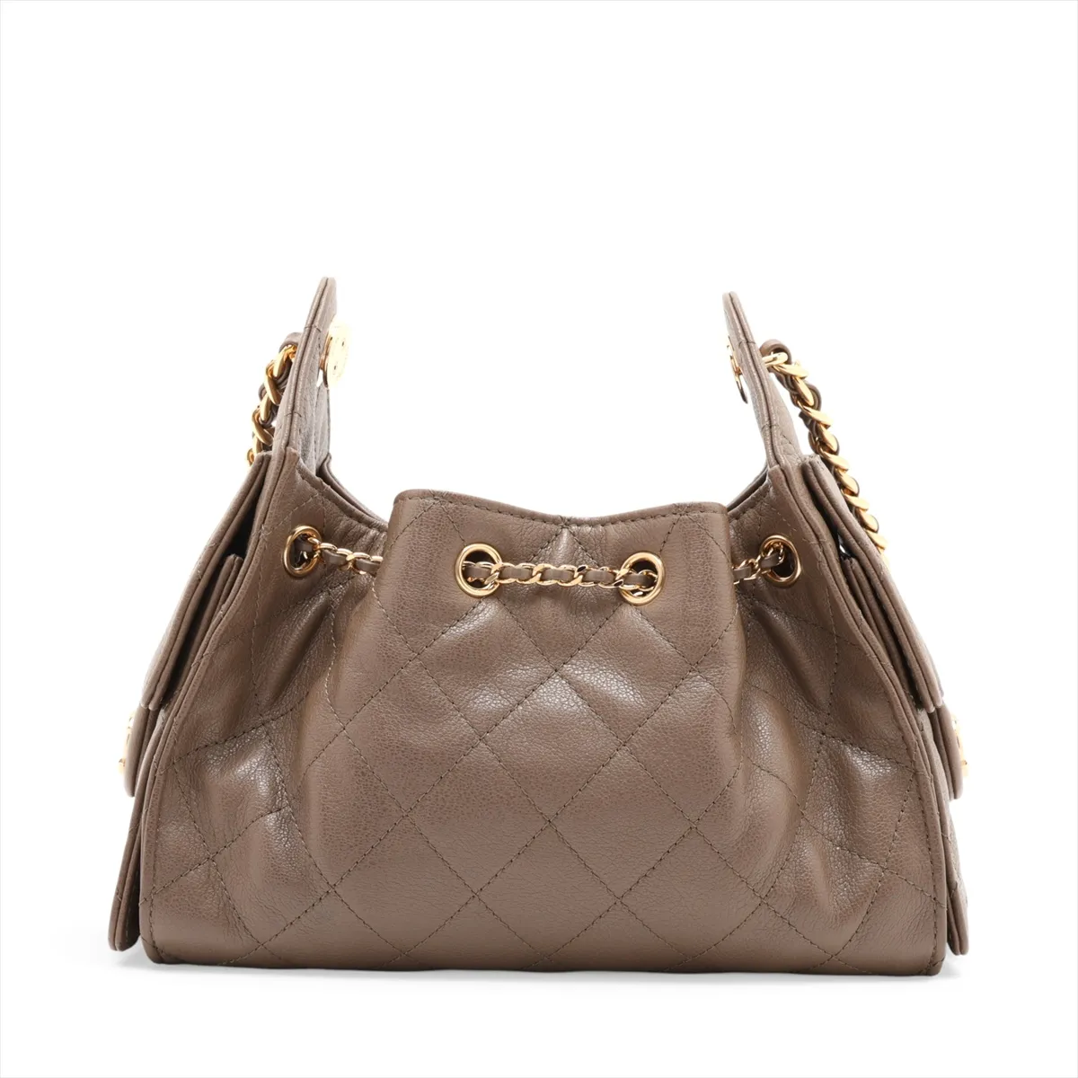 [Individually packaged] Chanel 25 Mini Leather Chain Shoulder Bag, Khaki, Gold Hardware, C874T1T6, Random Plate, AS5631 — view 2