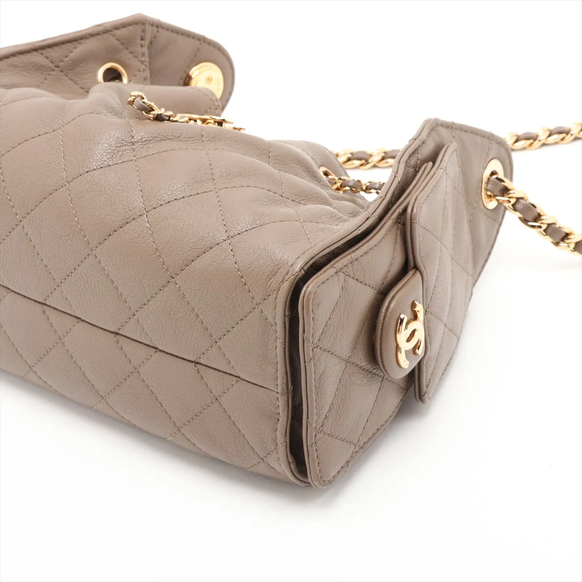 [Individually packaged] Chanel 25 Mini Leather Chain Shoulder Bag, Khaki, Gold Hardware, C874T1T6, Random Plate, AS5631 — view 3