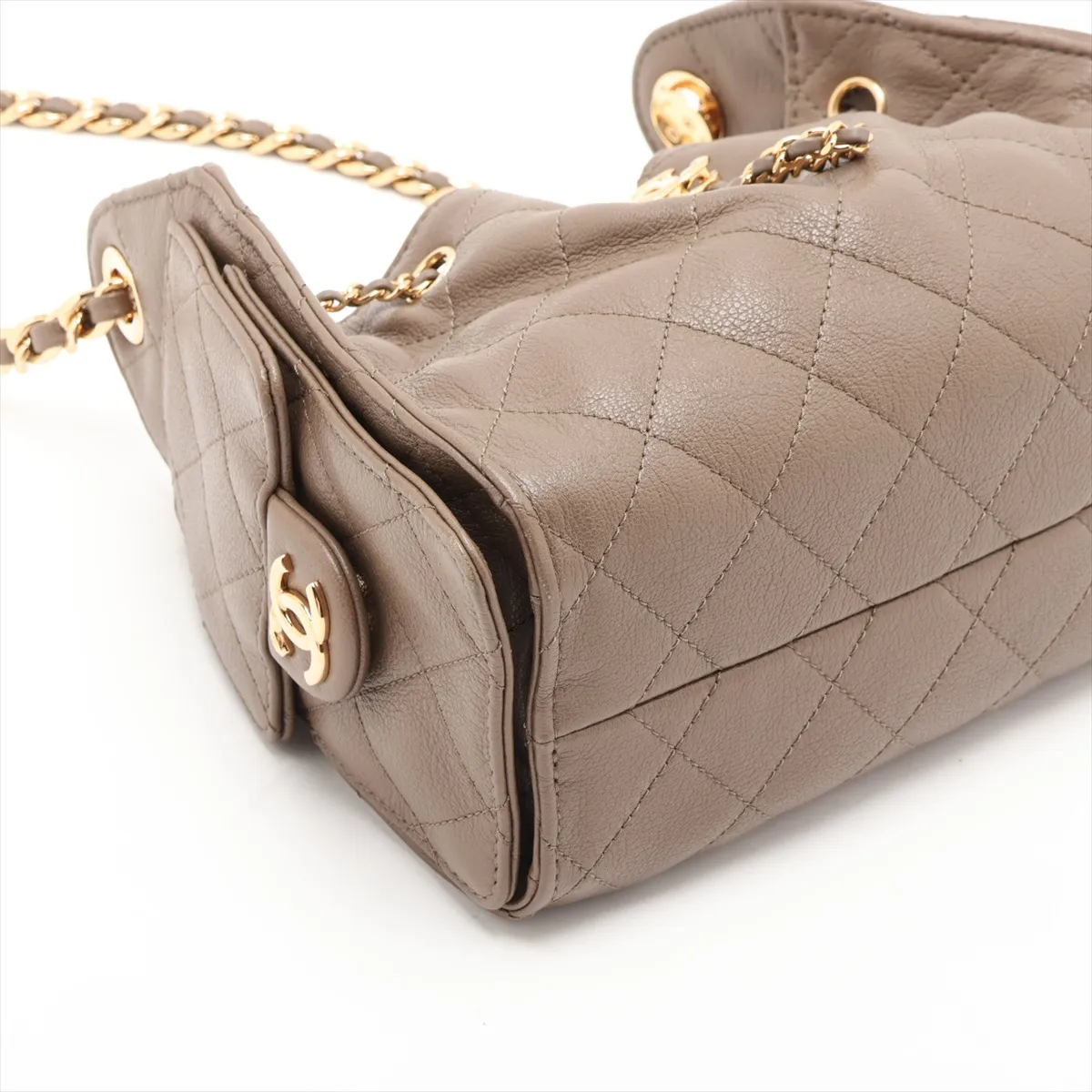 [Individually packaged] Chanel 25 Mini Leather Chain Shoulder Bag, Khaki, Gold Hardware, C874T1T6, Random Plate, AS5631 — view 4