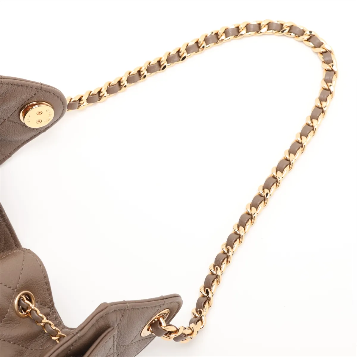 [Individually packaged] Chanel 25 Mini Leather Chain Shoulder Bag, Khaki, Gold Hardware, C874T1T6, Random Plate, AS5631 — view 5