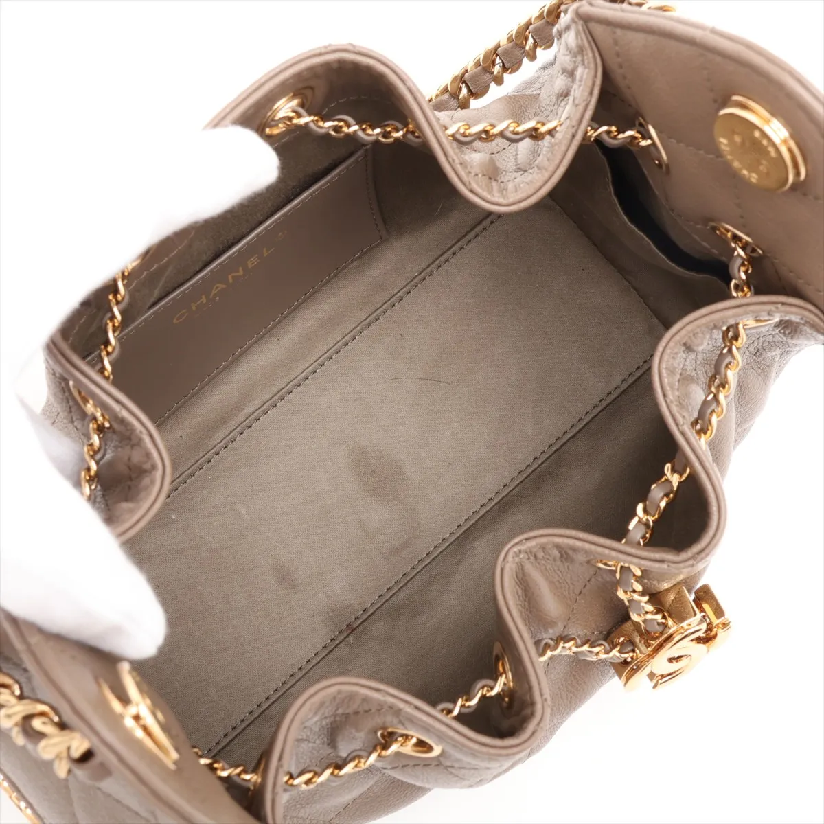 [Individually packaged] Chanel 25 Mini Leather Chain Shoulder Bag, Khaki, Gold Hardware, C874T1T6, Random Plate, AS5631 — view 6