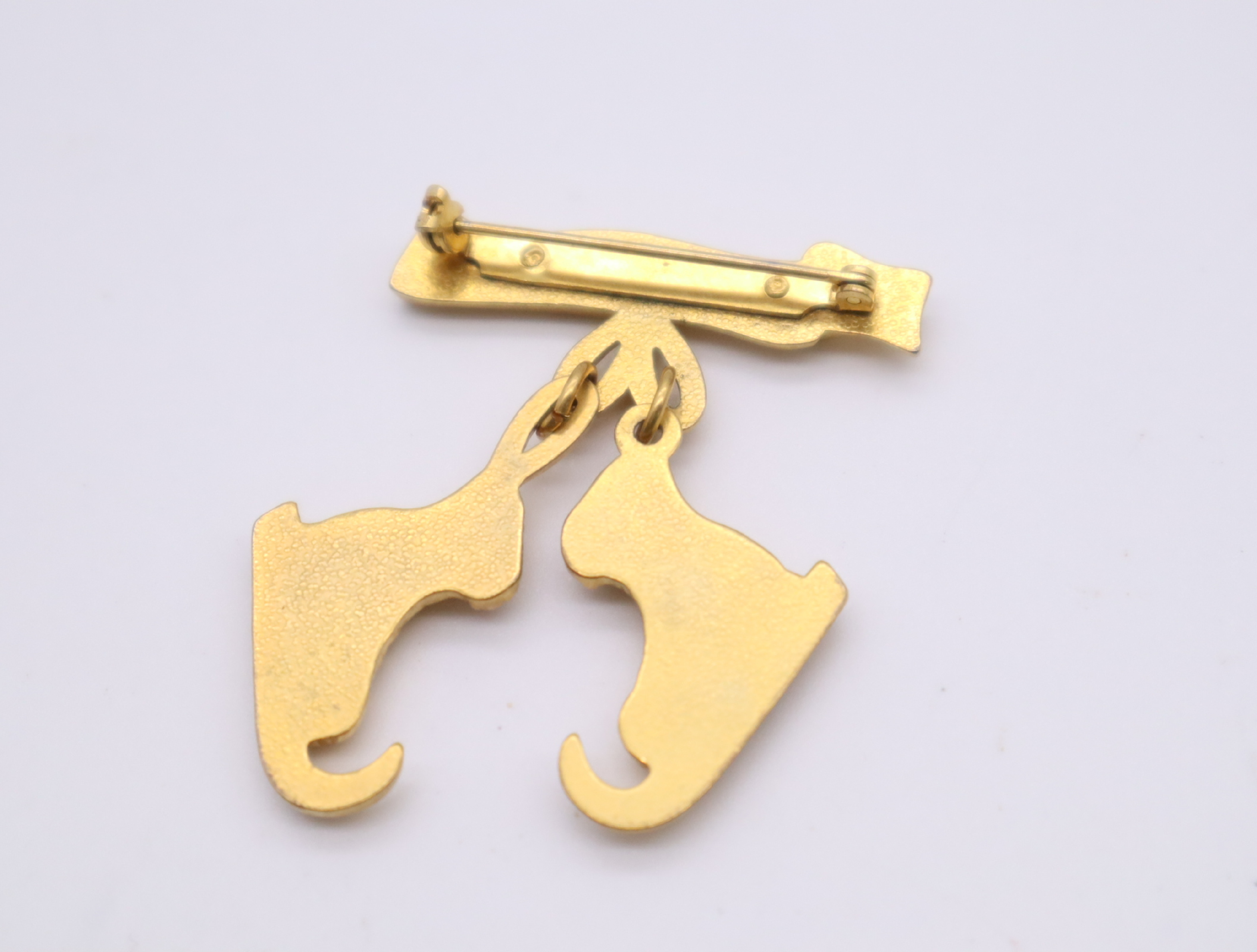 Metal Skate Shoe Motif Brooch, Gold Brooch — view 2