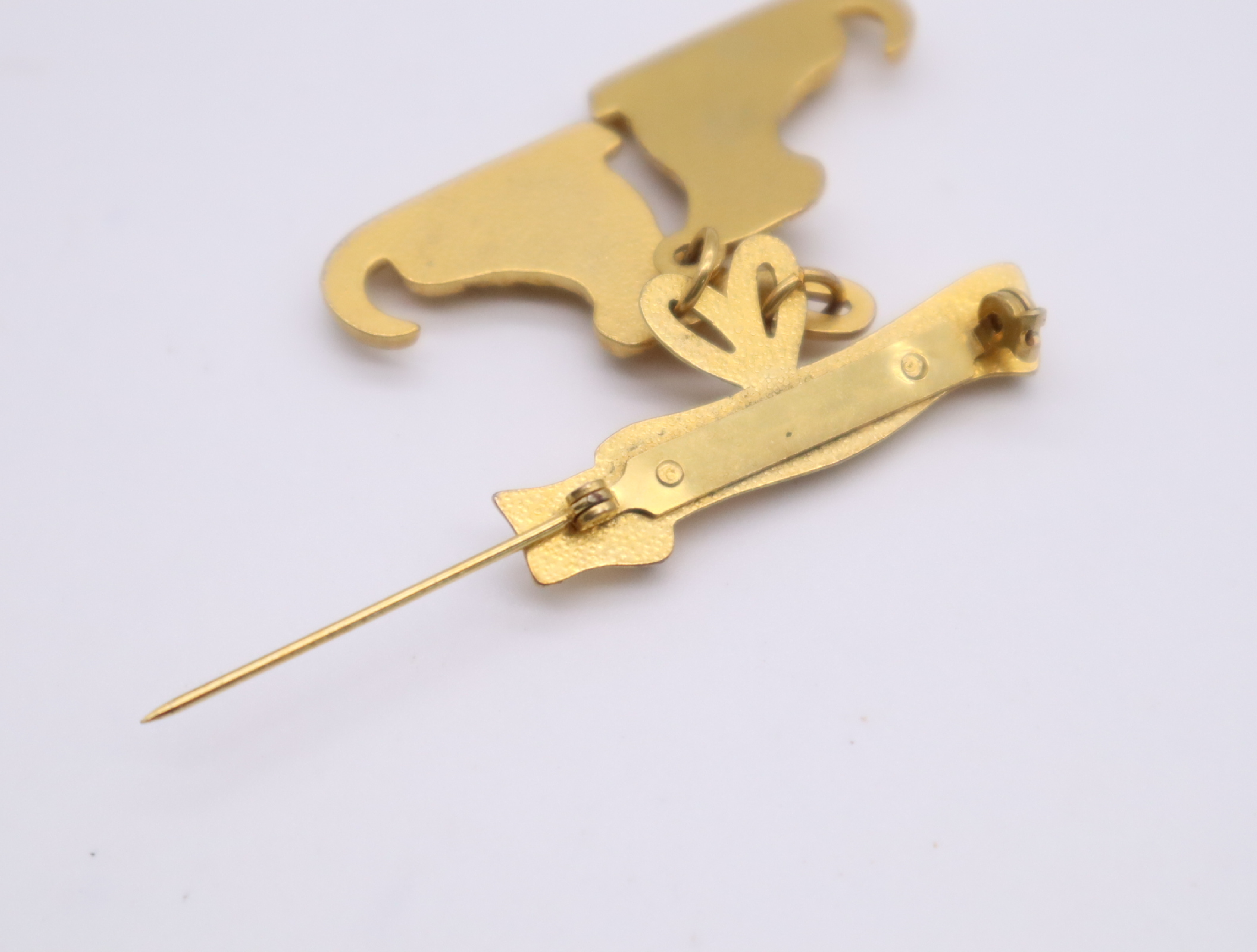 Metal Skate Shoe Motif Brooch, Gold Brooch — view 4