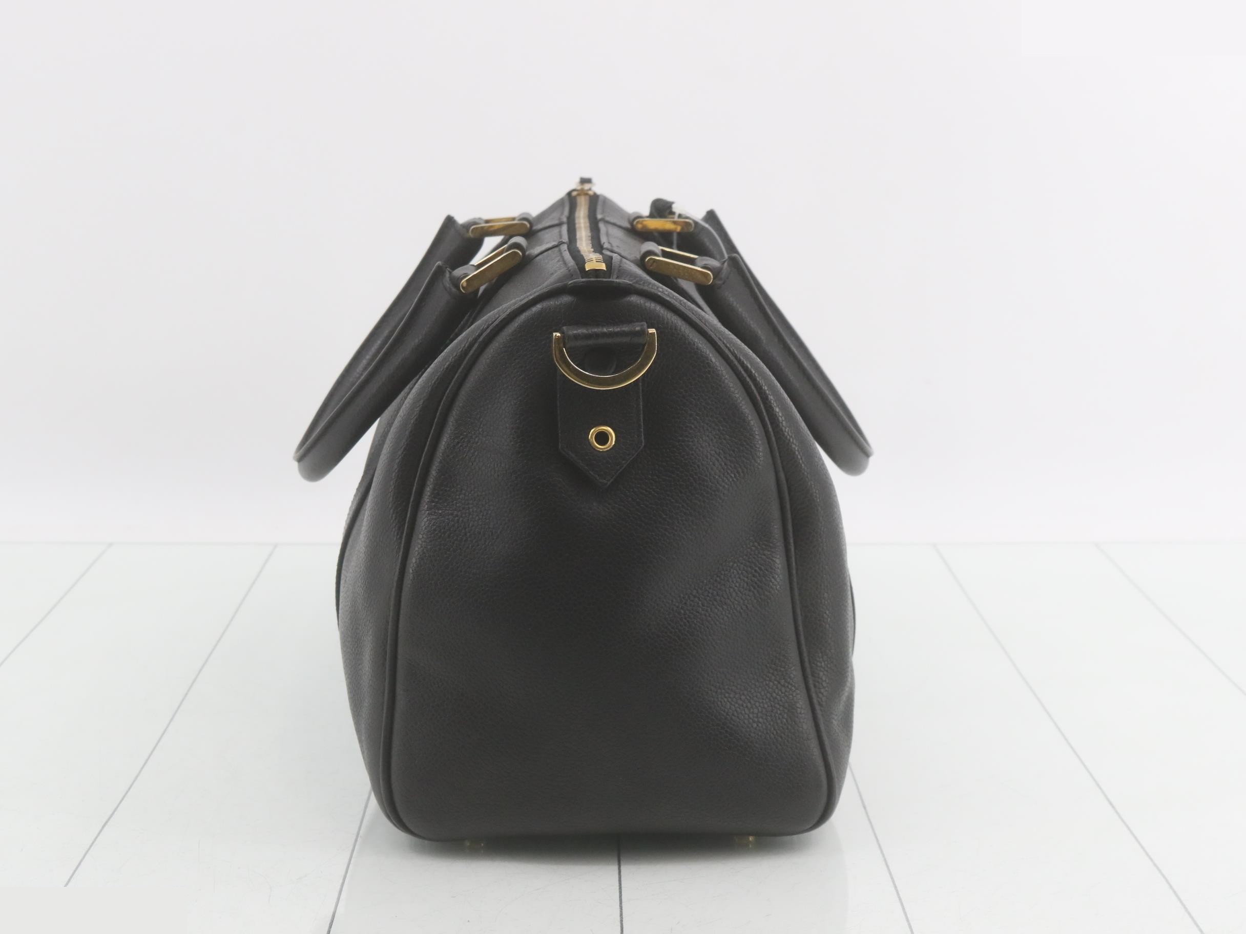 Caviar leather handbag, black — view 3