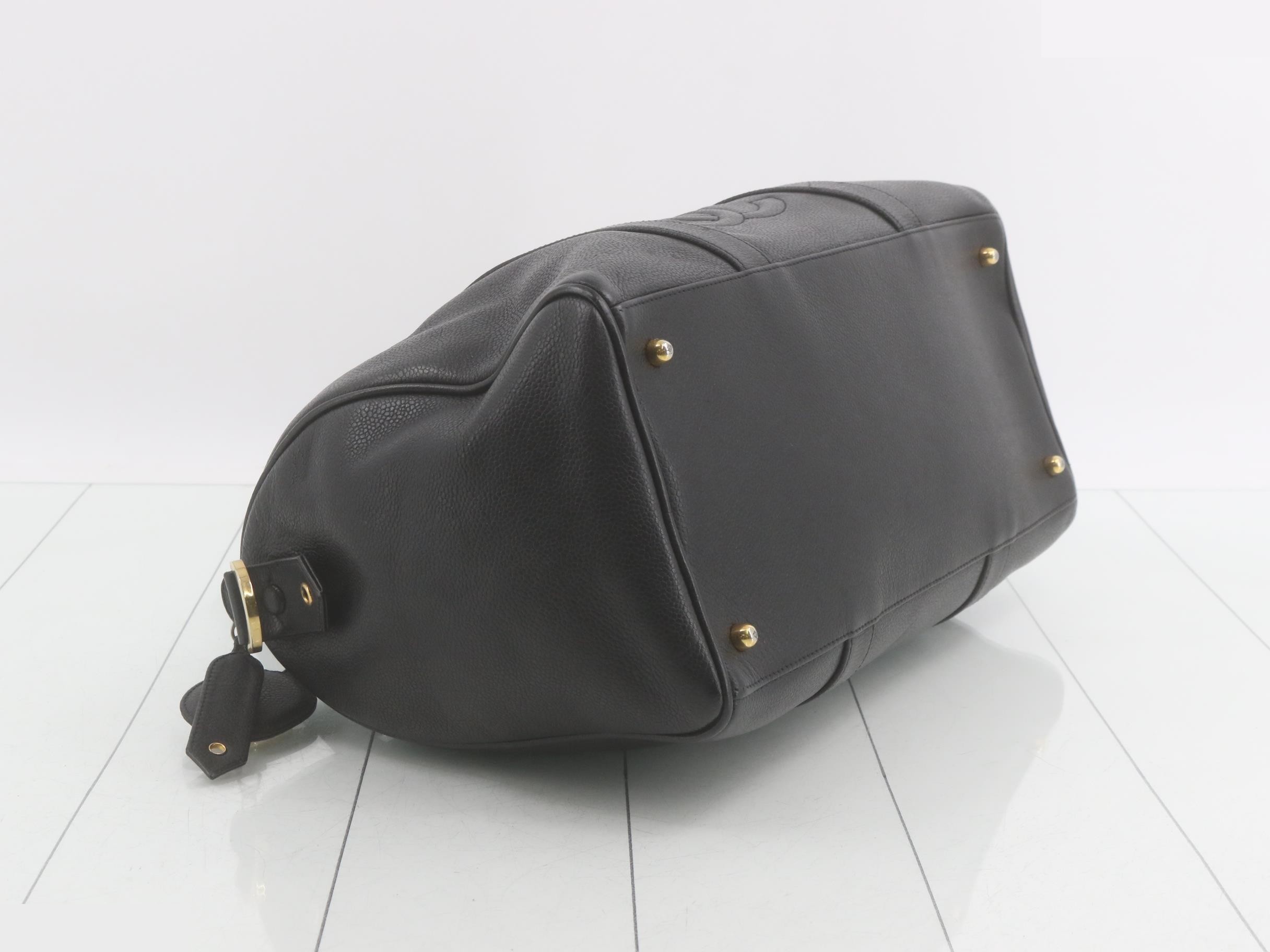 Caviar leather handbag, black — view 5