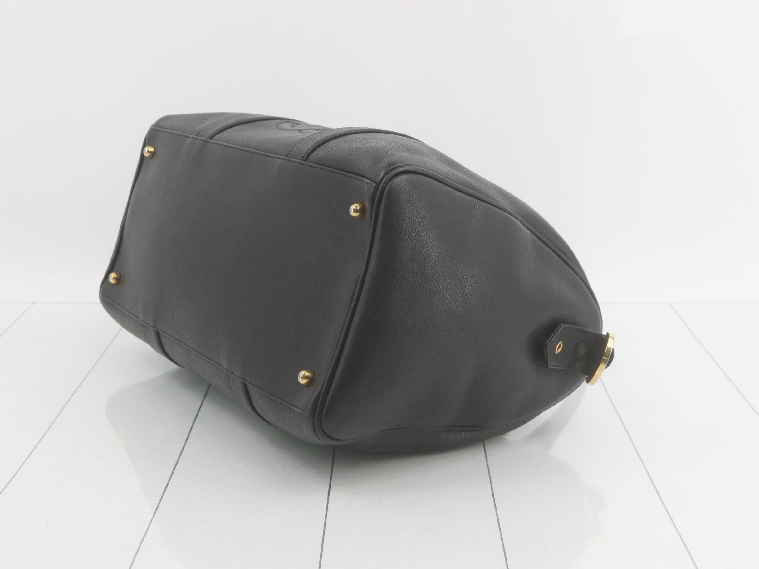 Caviar leather handbag, black — view 6