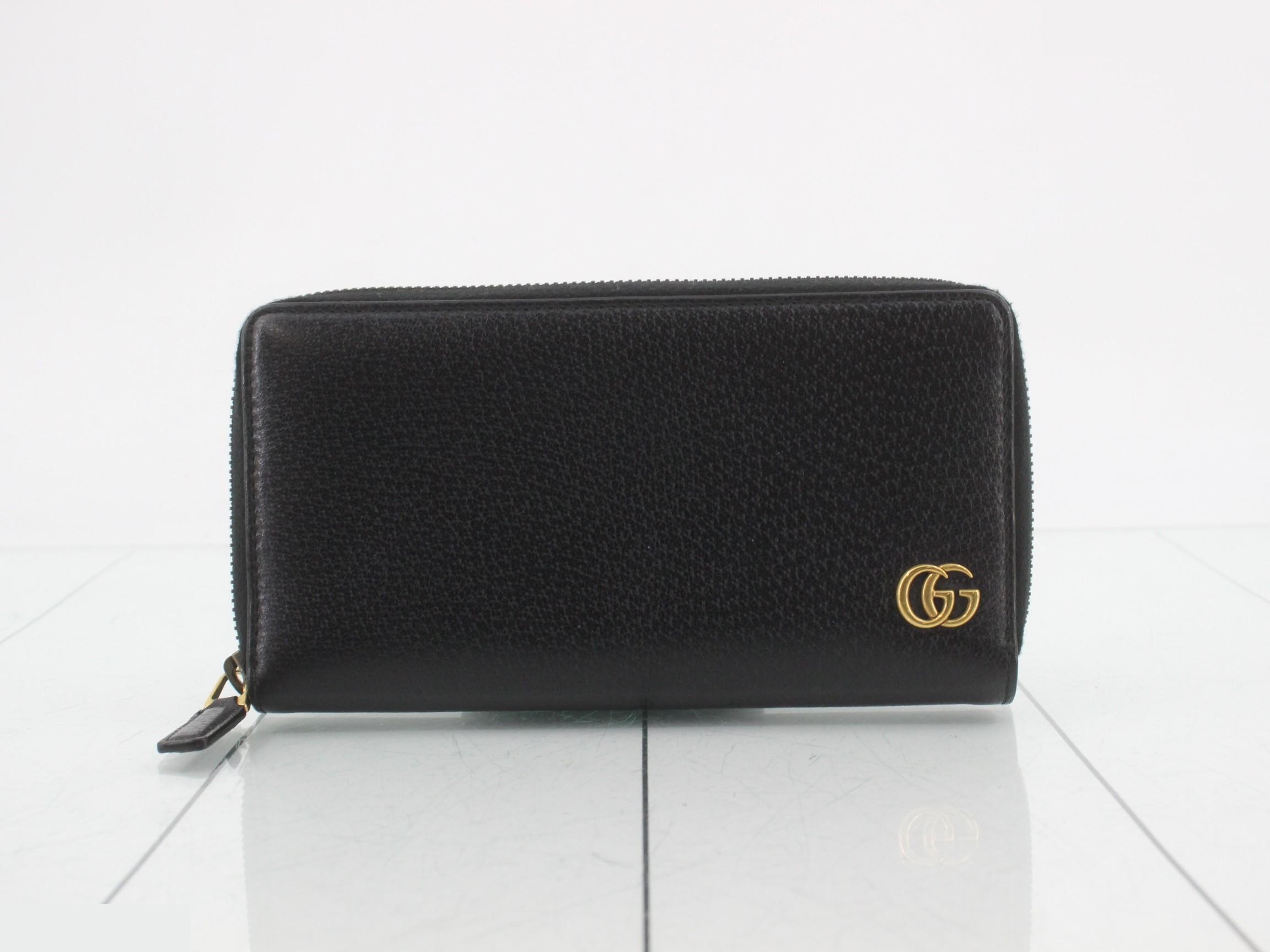 GG Marmont Long Wallet, Black Leather