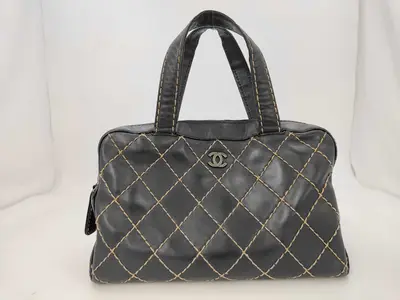 Wild Stitch Leather Handbag, Black, Serial Tote Bag
