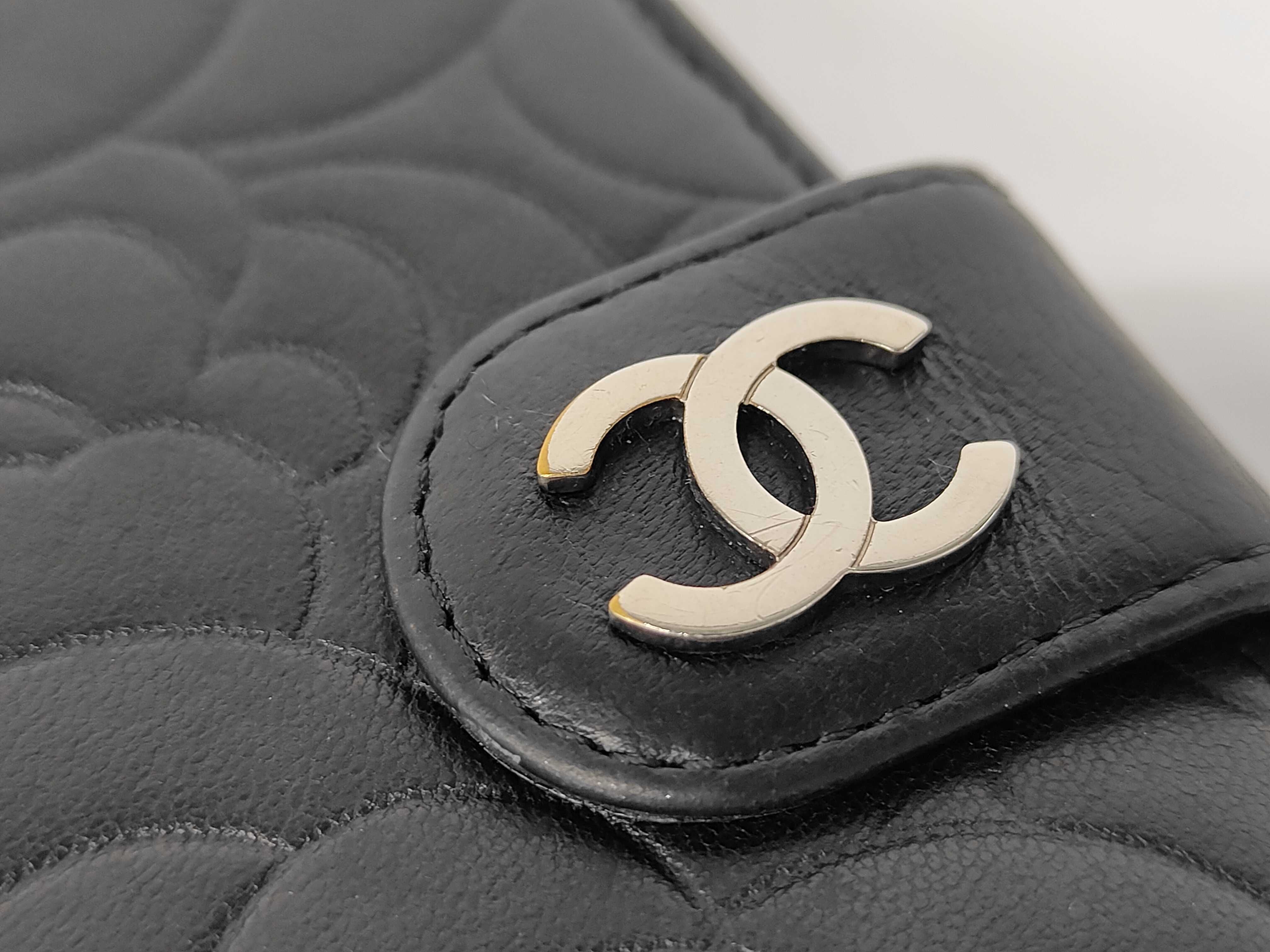 Camellia Embossed Lambskin Bi-fold Medium Wallet — view 11