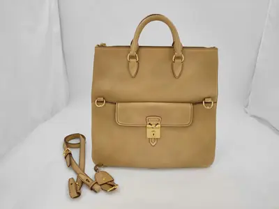 Leather 2-Way Flap Shoulder Bag (Brown)