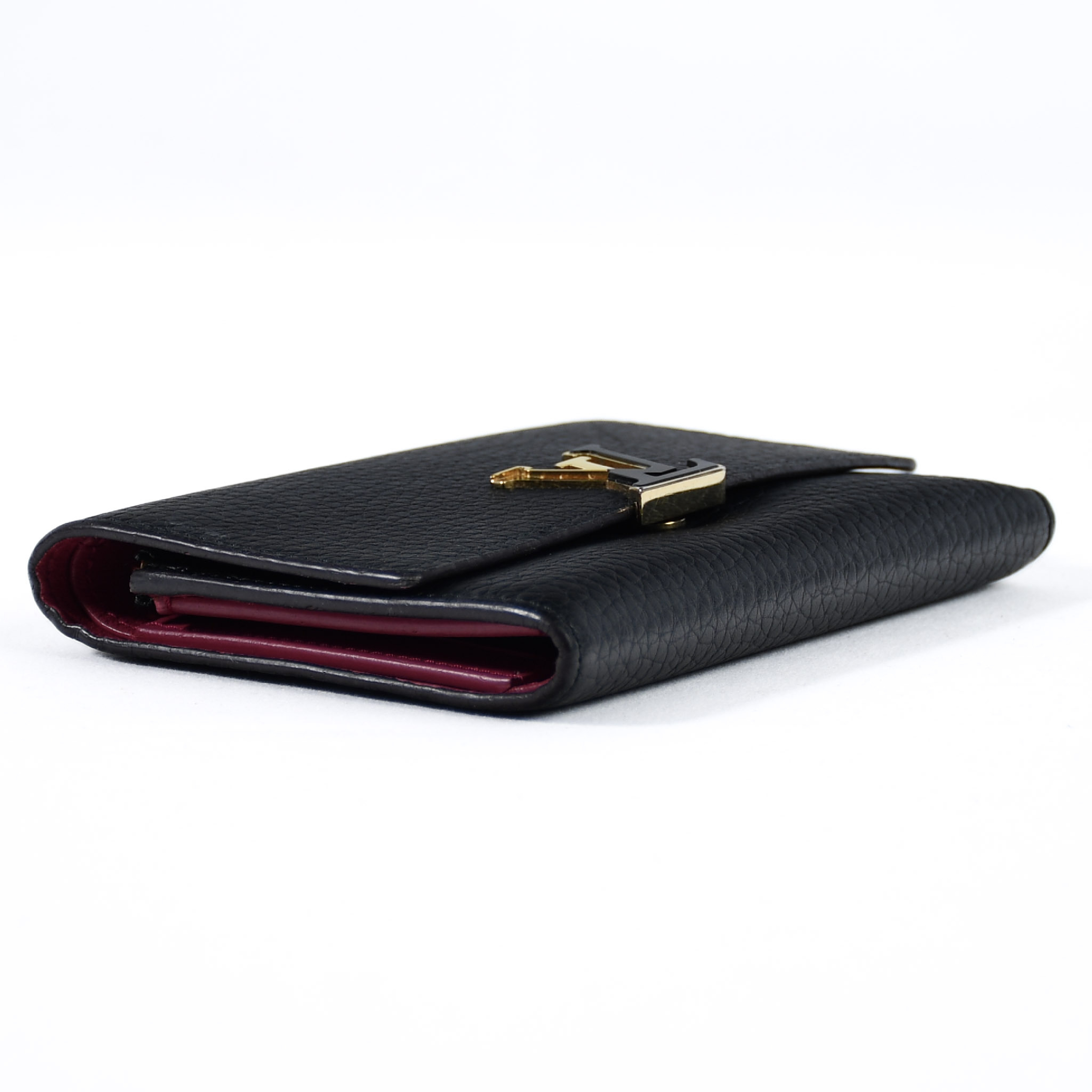 Taurillon Portefeuille Capucines XS M68587 MI0179 Noir Compact Wallet — view 3