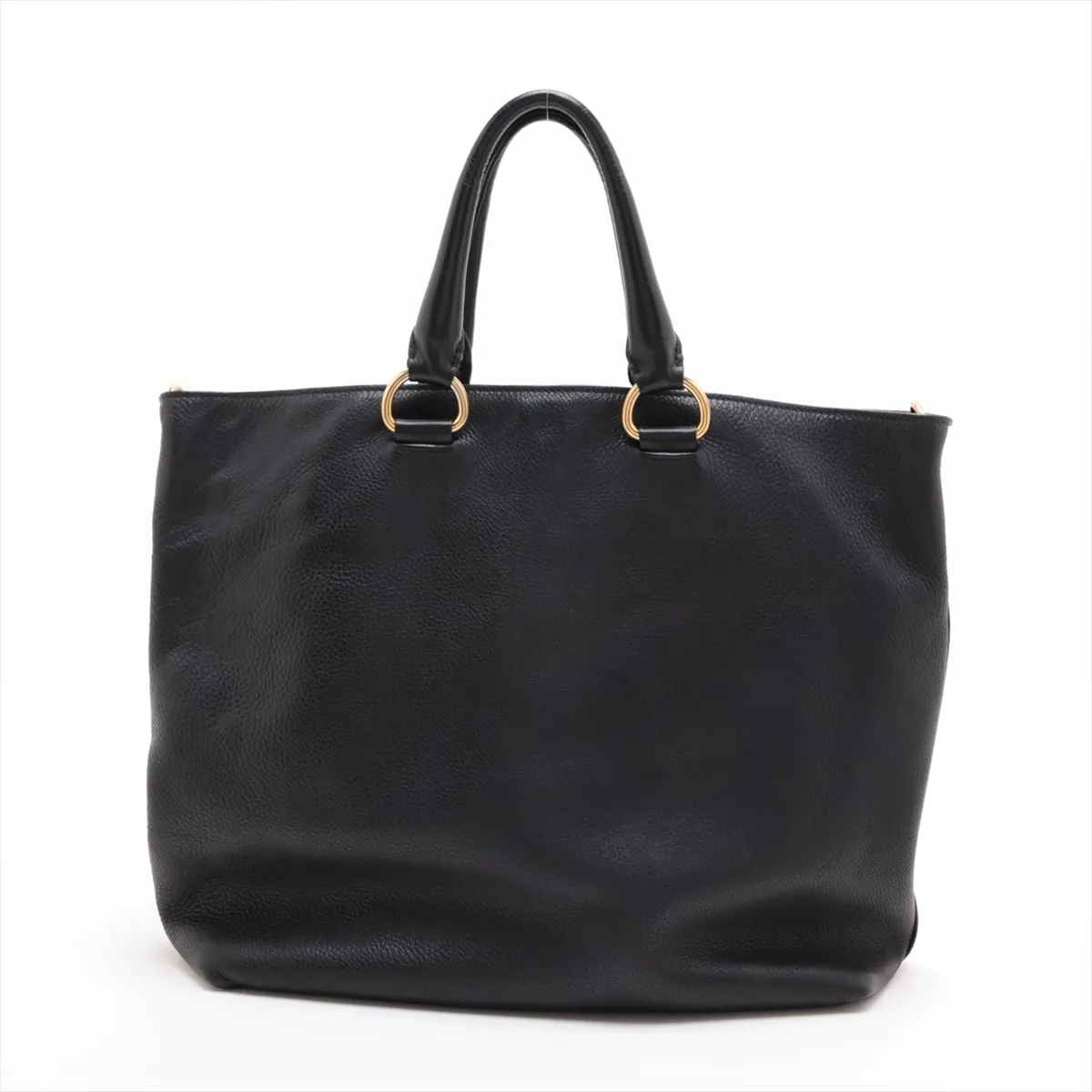 Leather 2-Way Handbag, Black — view 2