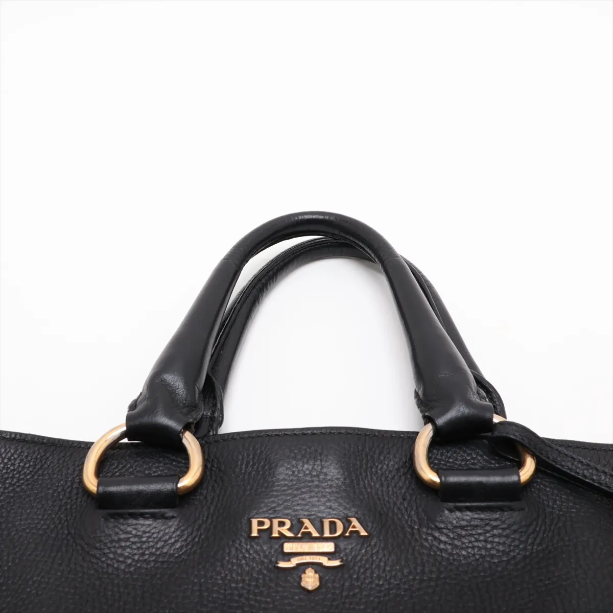 Leather 2-Way Handbag, Black — view 6