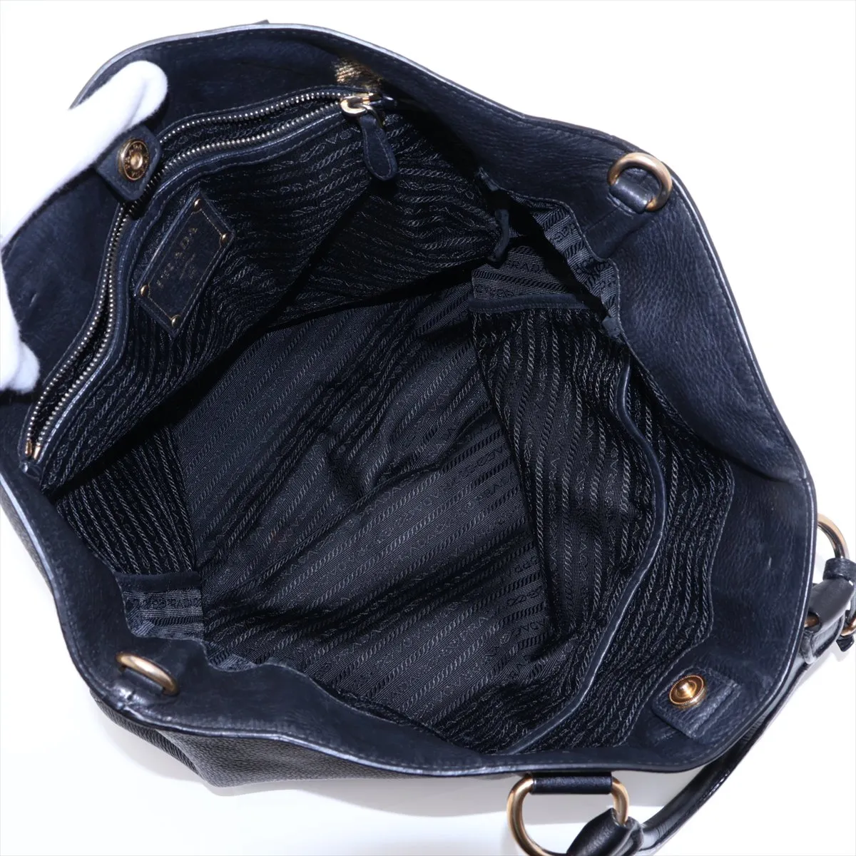 Leather 2-Way Handbag, Black — view 8