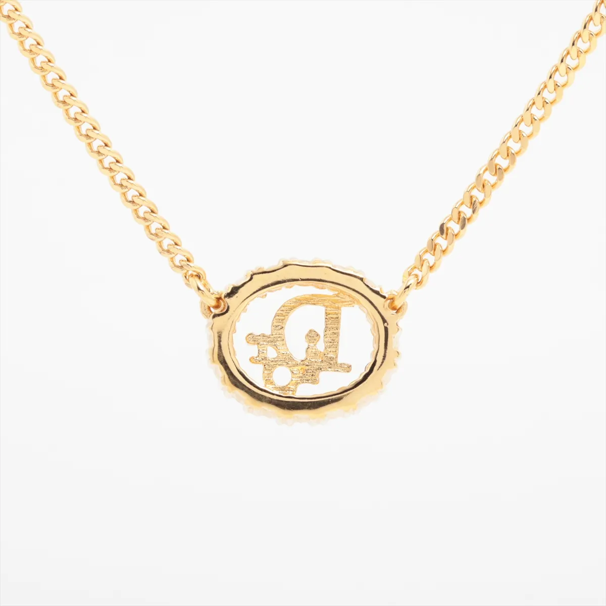 logo necklace, GP x rhinestone, gold, — view 2