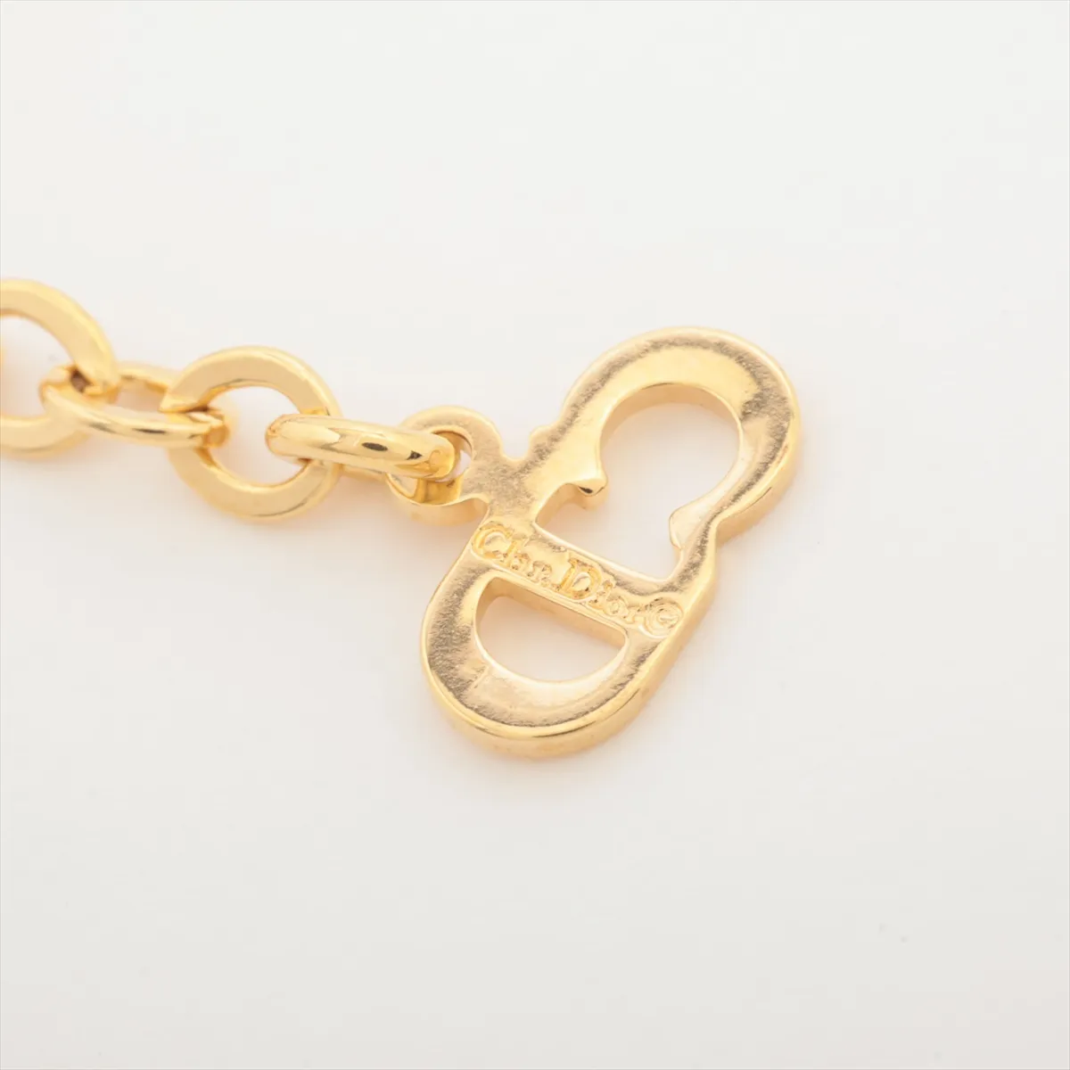 logo necklace, GP x rhinestone, gold, — view 4