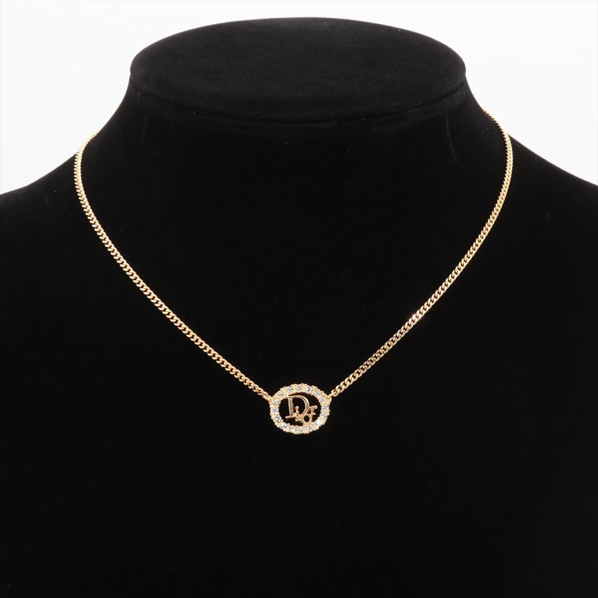 logo necklace, GP x rhinestone, gold, — view 5