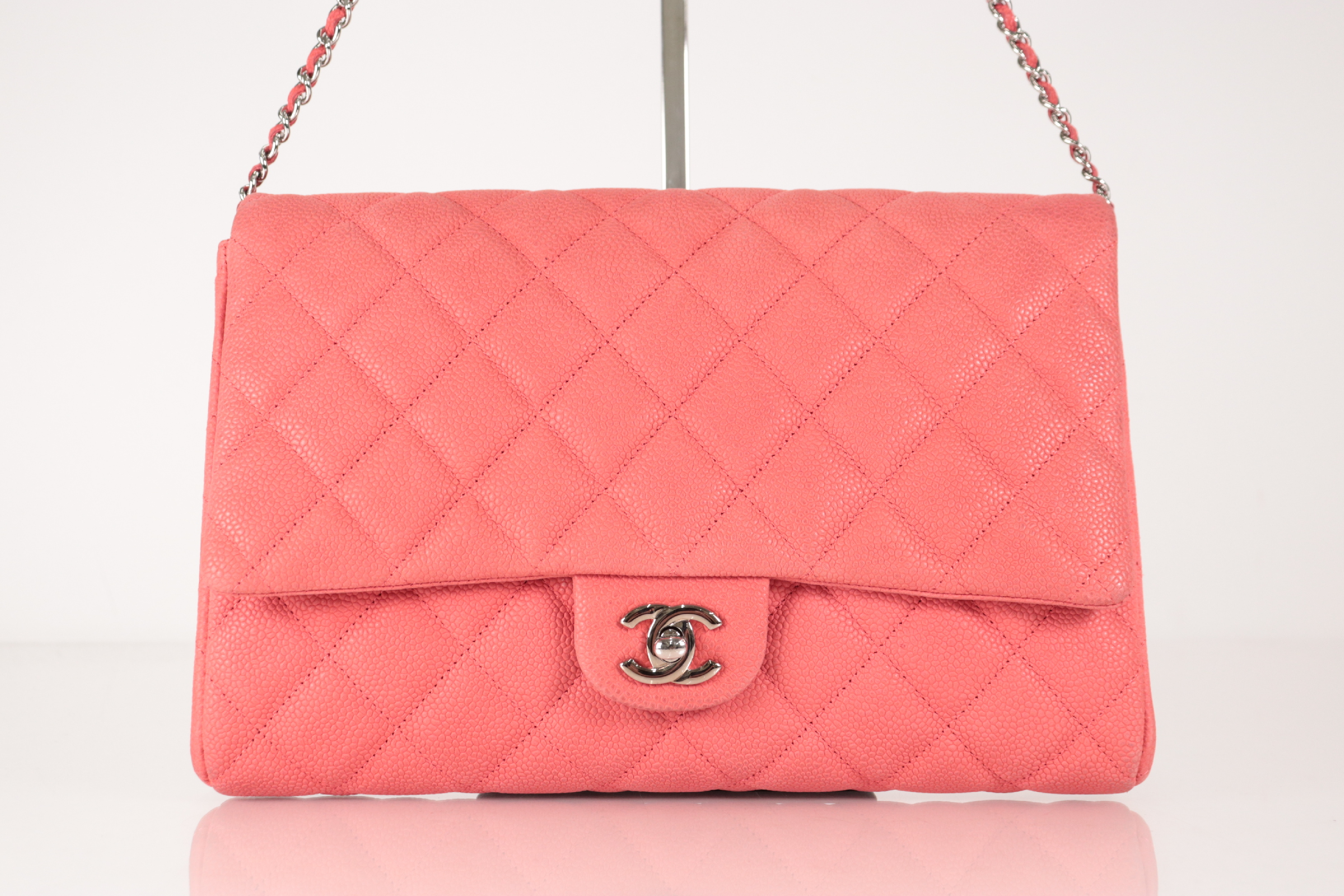 Caviar Chain Shoulder Bag, Pink, Silver Hardware, Serial Number 17 — view 2