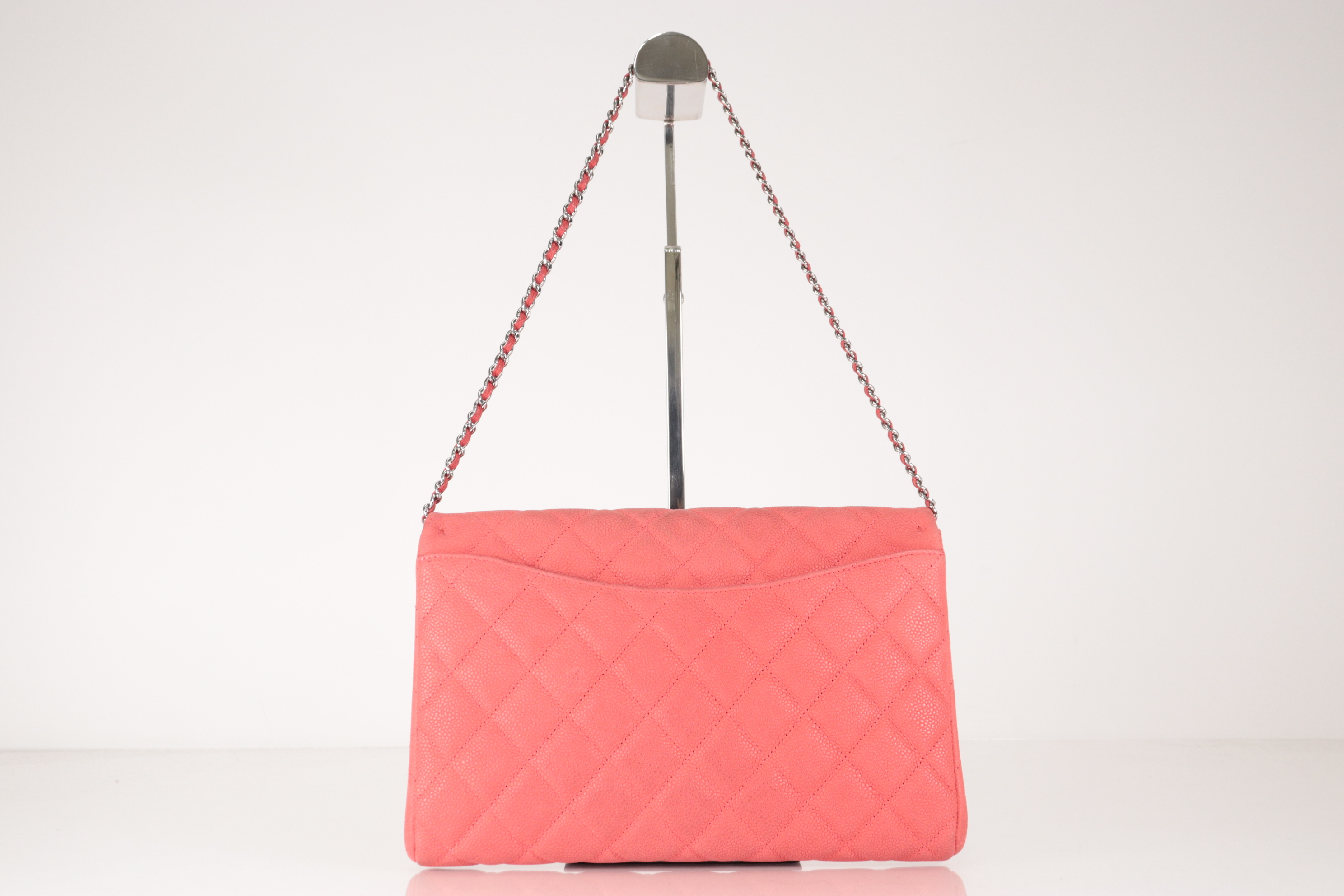 Caviar Chain Shoulder Bag, Pink, Silver Hardware, Serial Number 17 — view 3