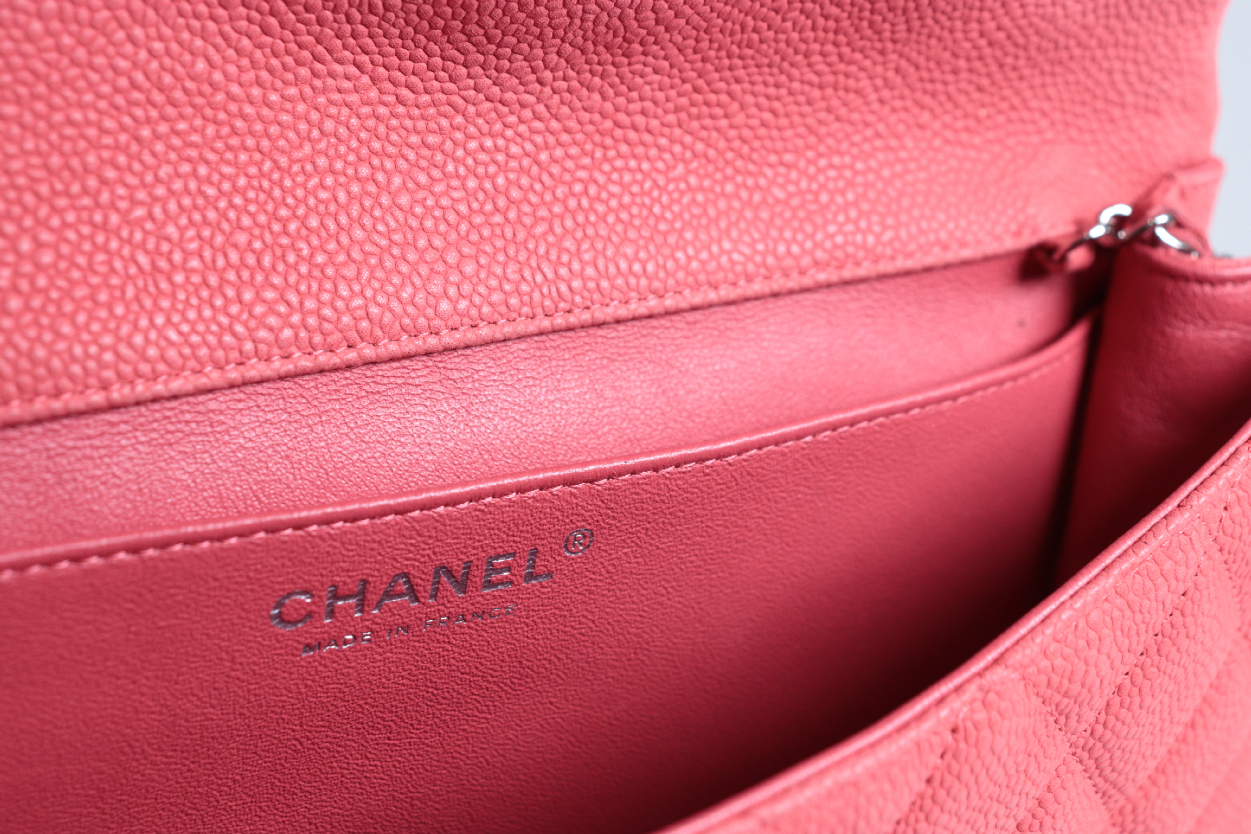 Caviar Chain Shoulder Bag, Pink, Silver Hardware, Serial Number 17 — view 9