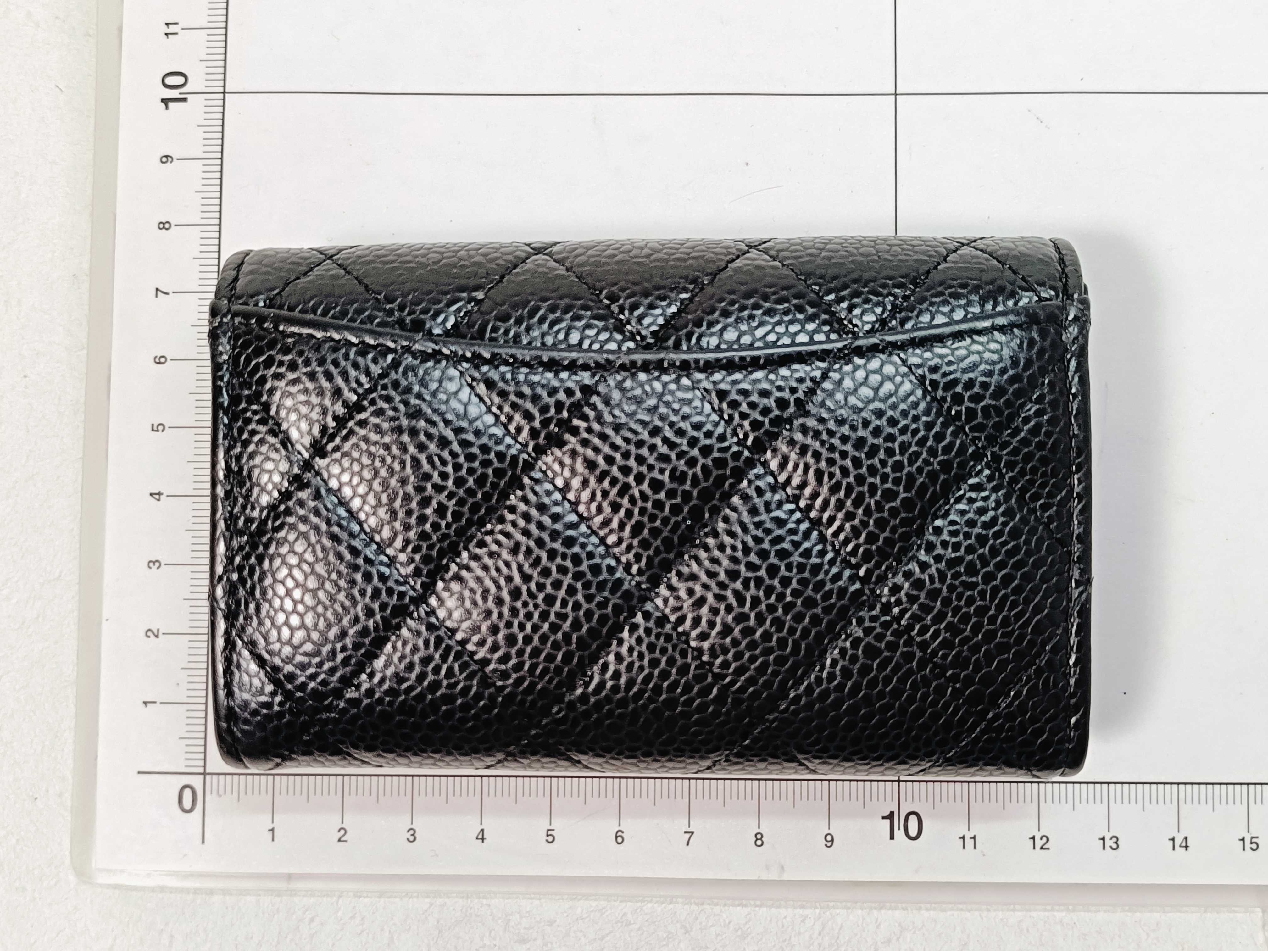 Matelassé Classic Flap Card Case, Caviar Leather, Black Coin Purse — view 2