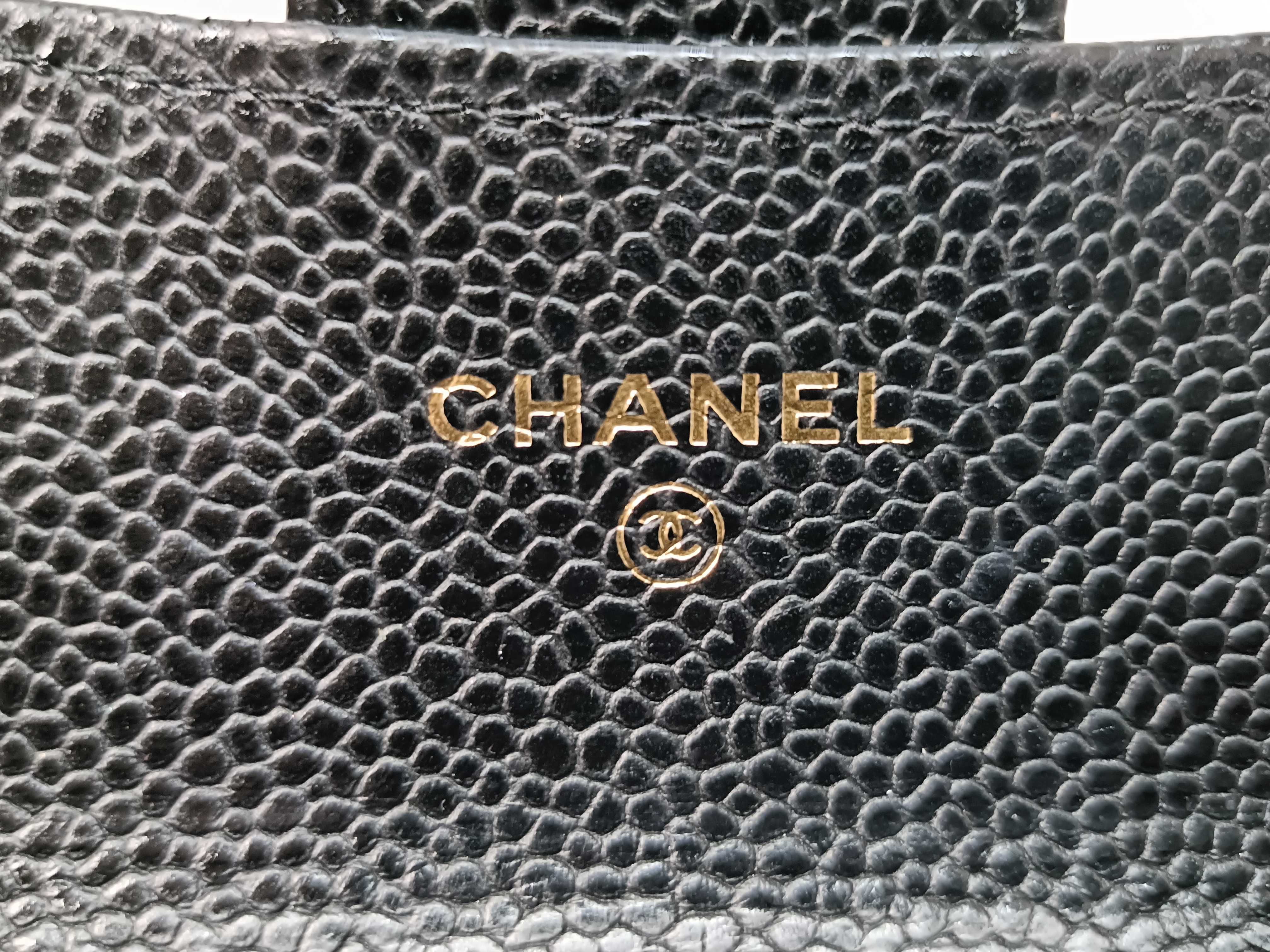 Matelassé Classic Flap Card Case, Caviar Leather, Black Coin Purse — view 12