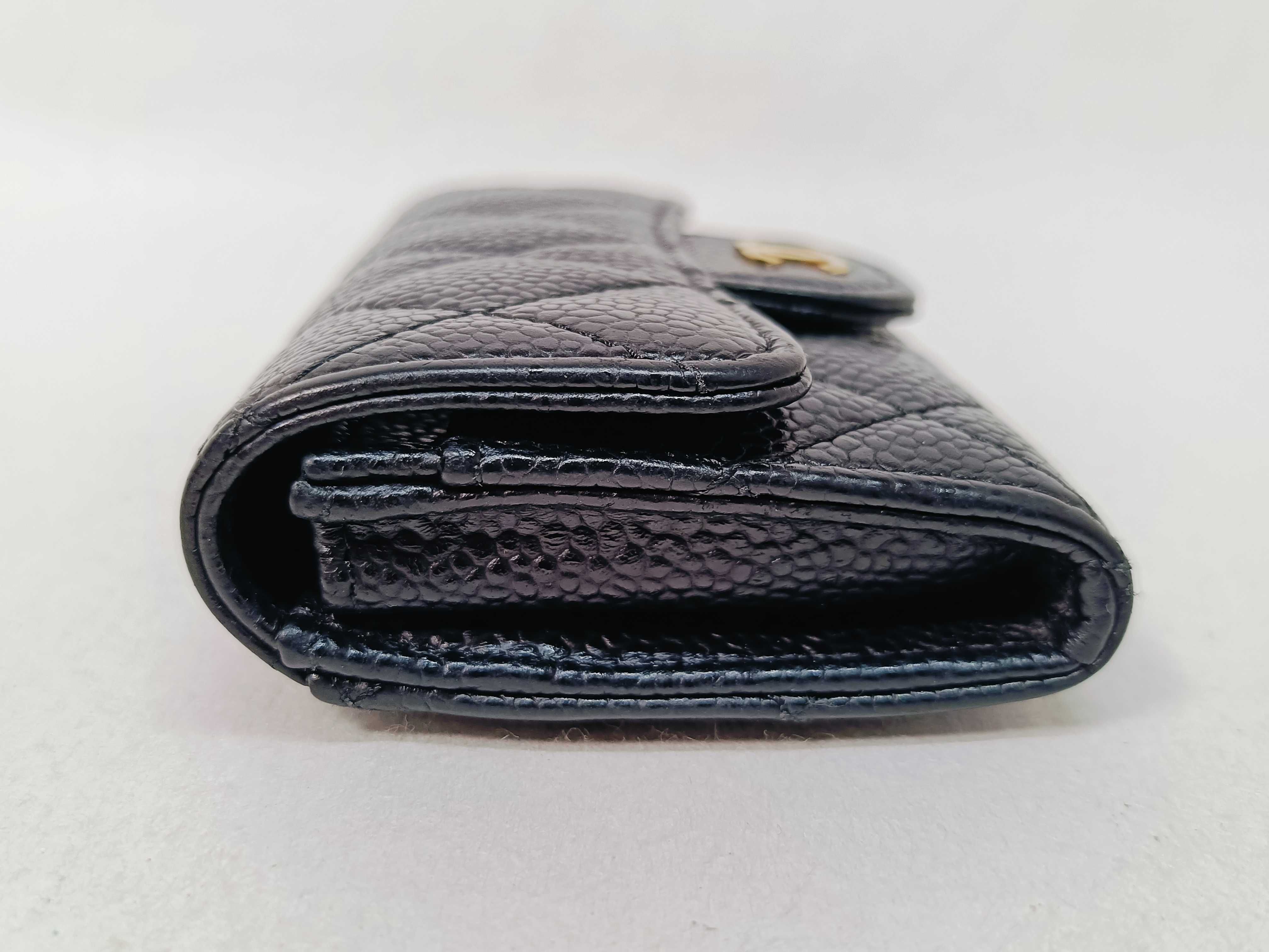 Matelassé Classic Flap Card Case, Caviar Leather, Black Coin Purse — view 3