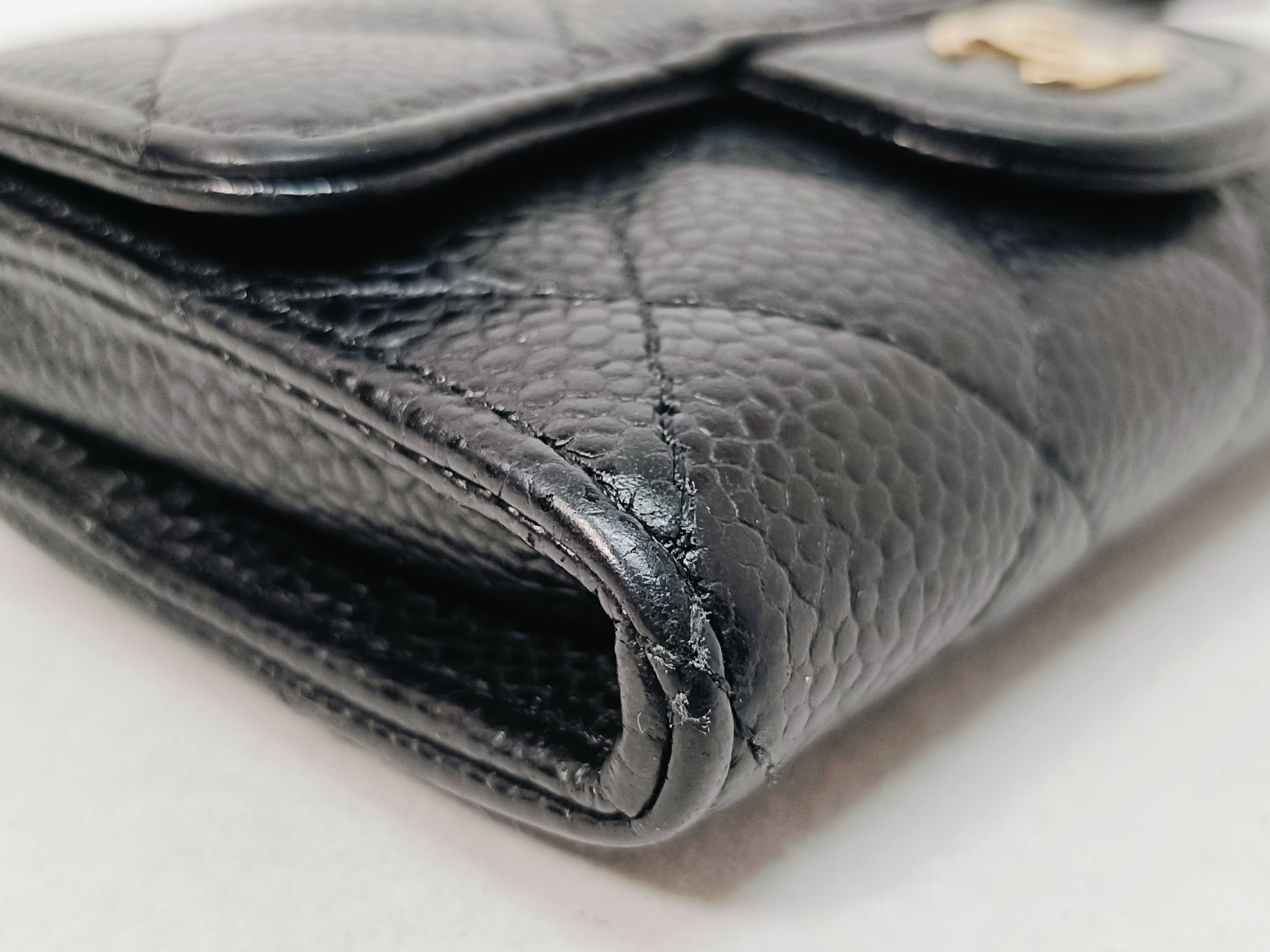 Matelassé Classic Flap Card Case, Caviar Leather, Black Coin Purse — view 4