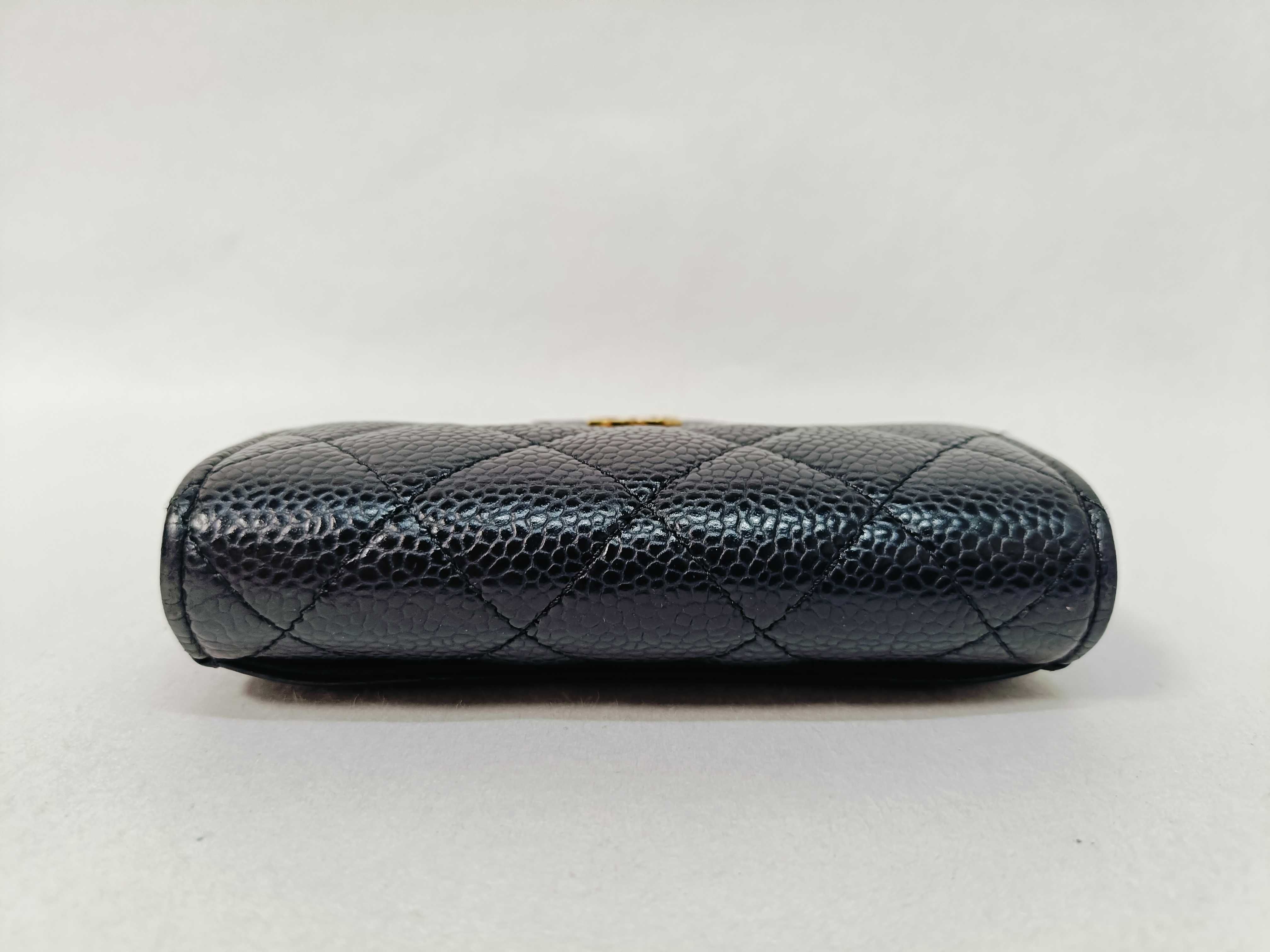 Matelassé Classic Flap Card Case, Caviar Leather, Black Coin Purse — view 6