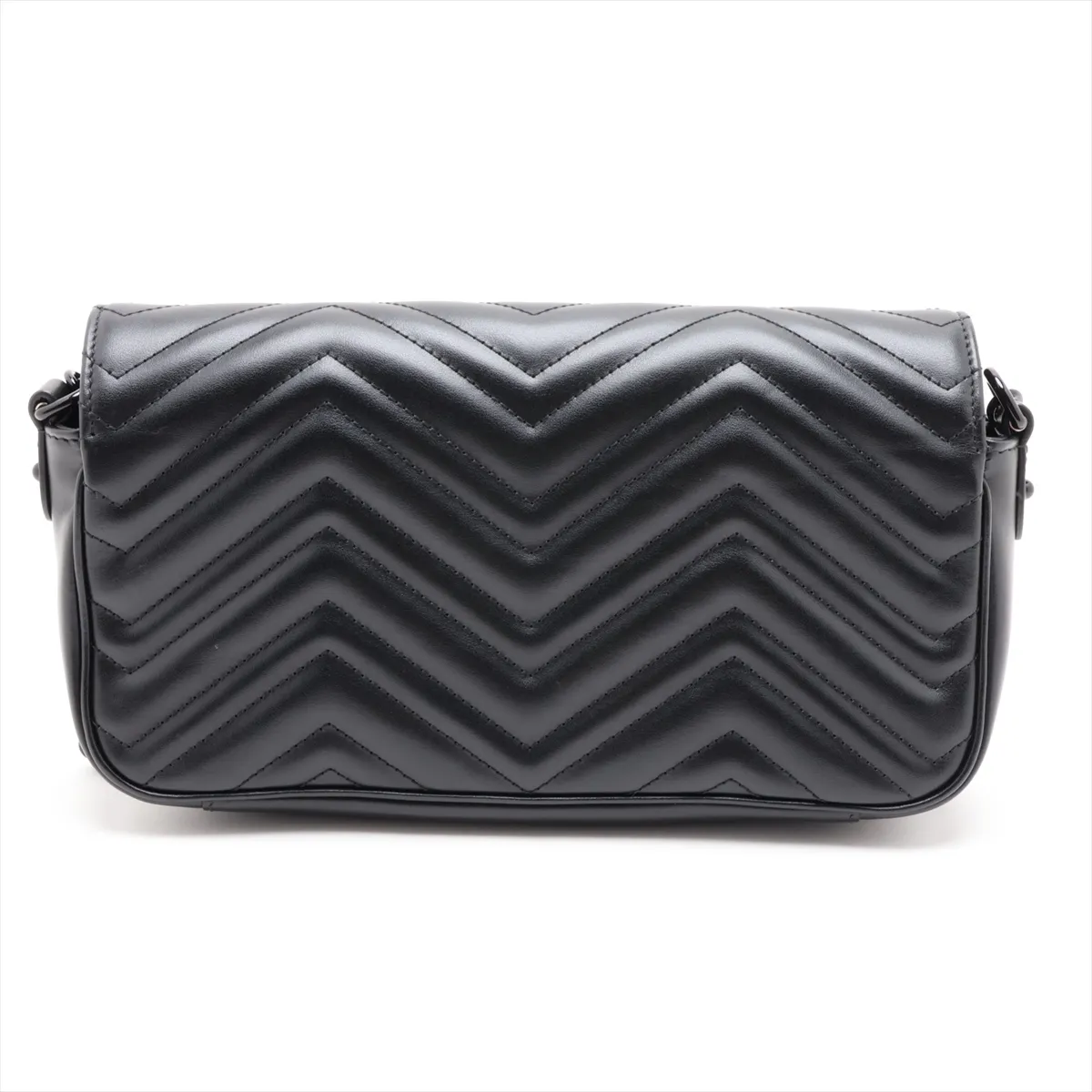 GG Marmont 734814 Leather Chain Shoulder Bag, Black — view 2