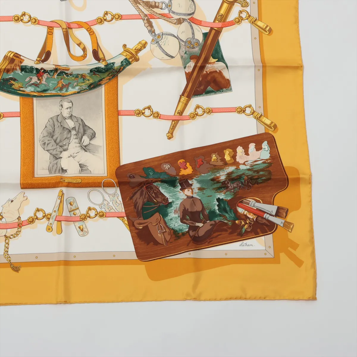 Carre 90 Memoire d'Hermes Memories of Scarf Silk Yellow — view 4