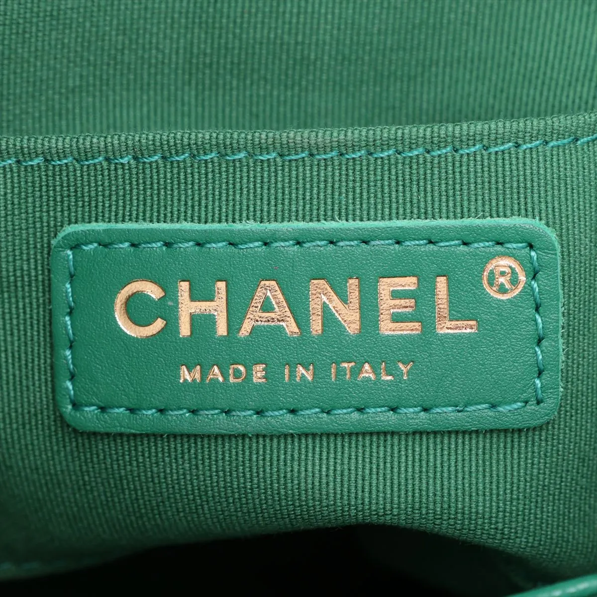 [Individually packaged] Chanel Matelassé Caviar Skin Chain Backpack, Green with Gold Hardware, HKX3G643, Random Plate — view 11