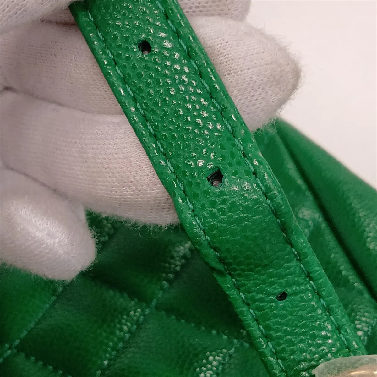 [Individually packaged] Chanel Matelassé Caviar Skin Chain Backpack, Green with Gold Hardware, HKX3G643, Random Plate — view 13