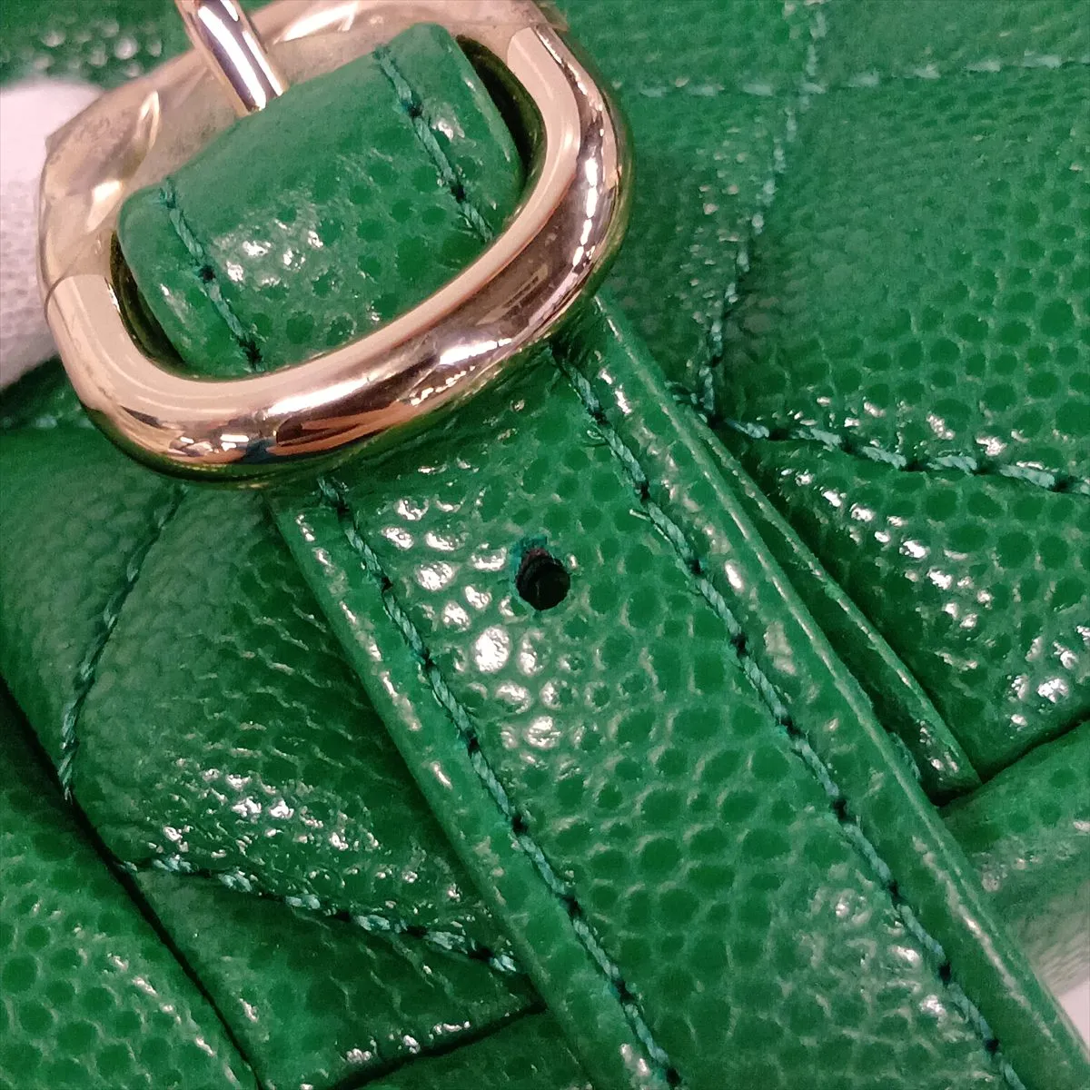 [Individually packaged] Chanel Matelassé Caviar Skin Chain Backpack, Green with Gold Hardware, HKX3G643, Random Plate — view 14