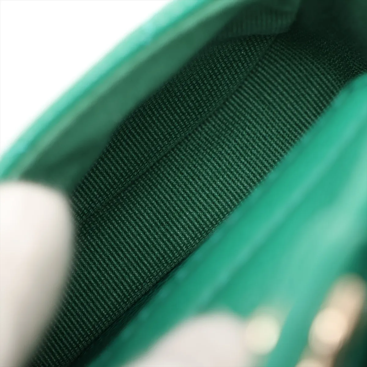 [Individually packaged] Chanel Matelassé Caviar Skin Chain Backpack, Green with Gold Hardware, HKX3G643, Random Plate — view 10