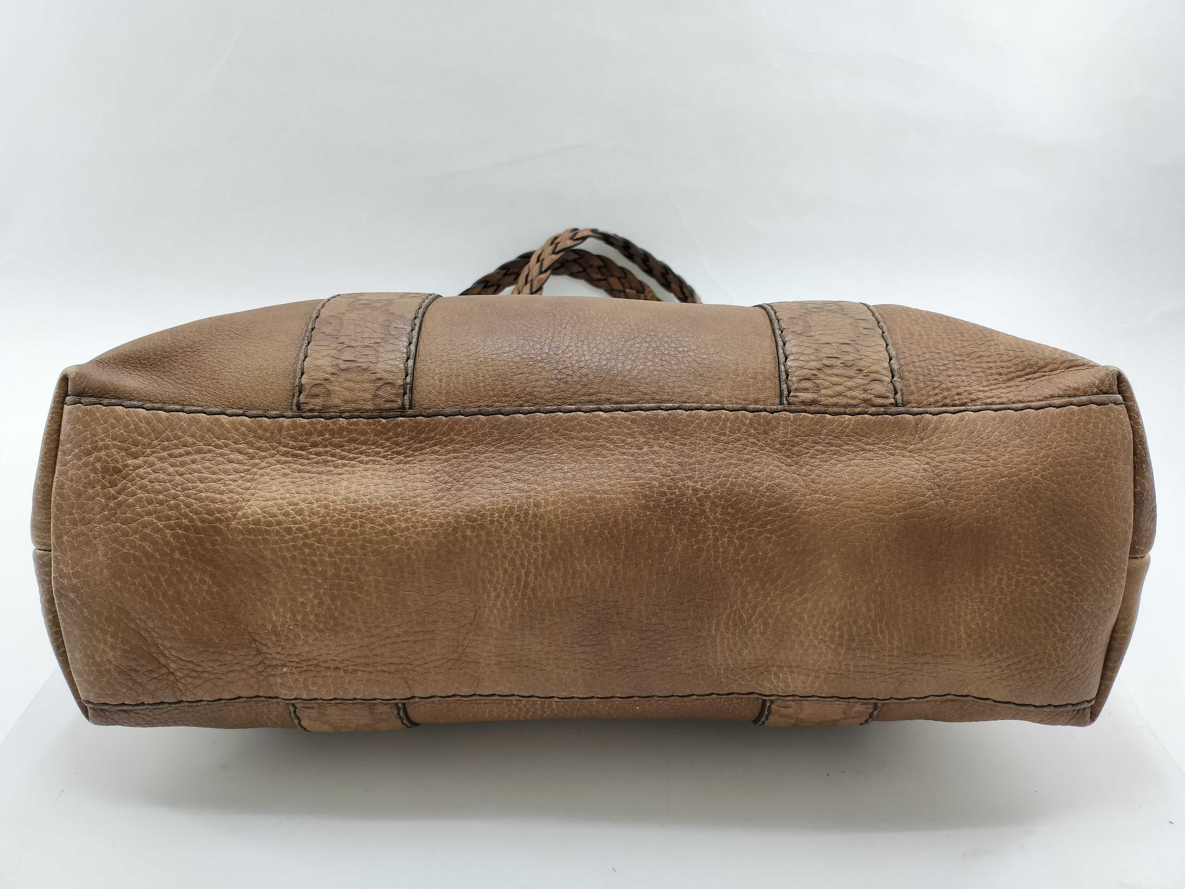 Bamboo Braided Handle Leather Tote Bag — view 3