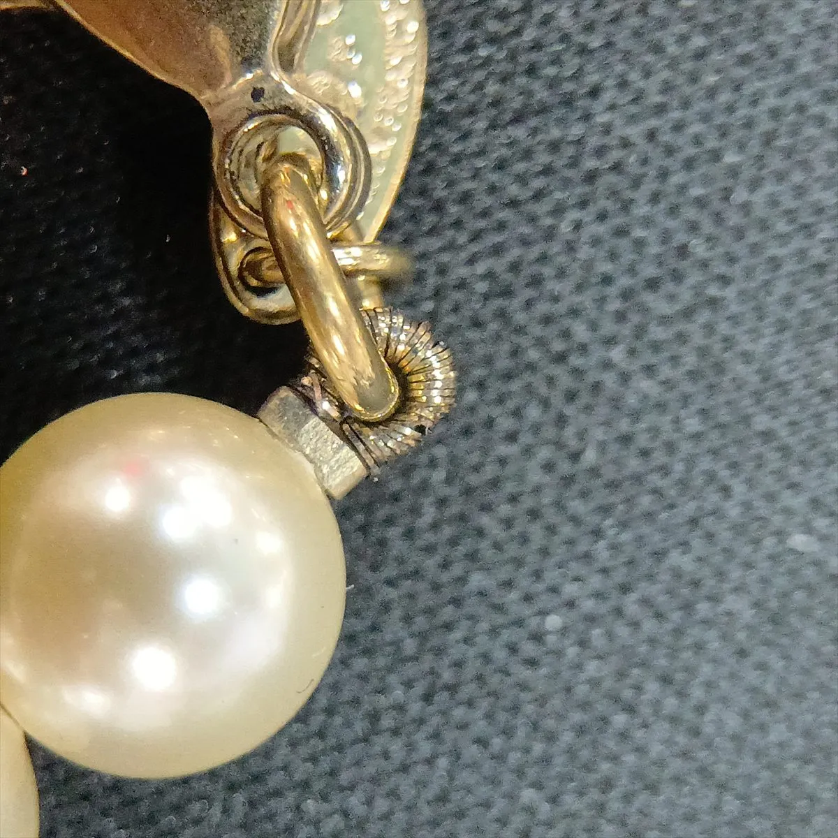 Coco Mark A12P Bracelet, GP x Rhinestone x Faux Pearl, Gold. Shows signs of wear, — view 7