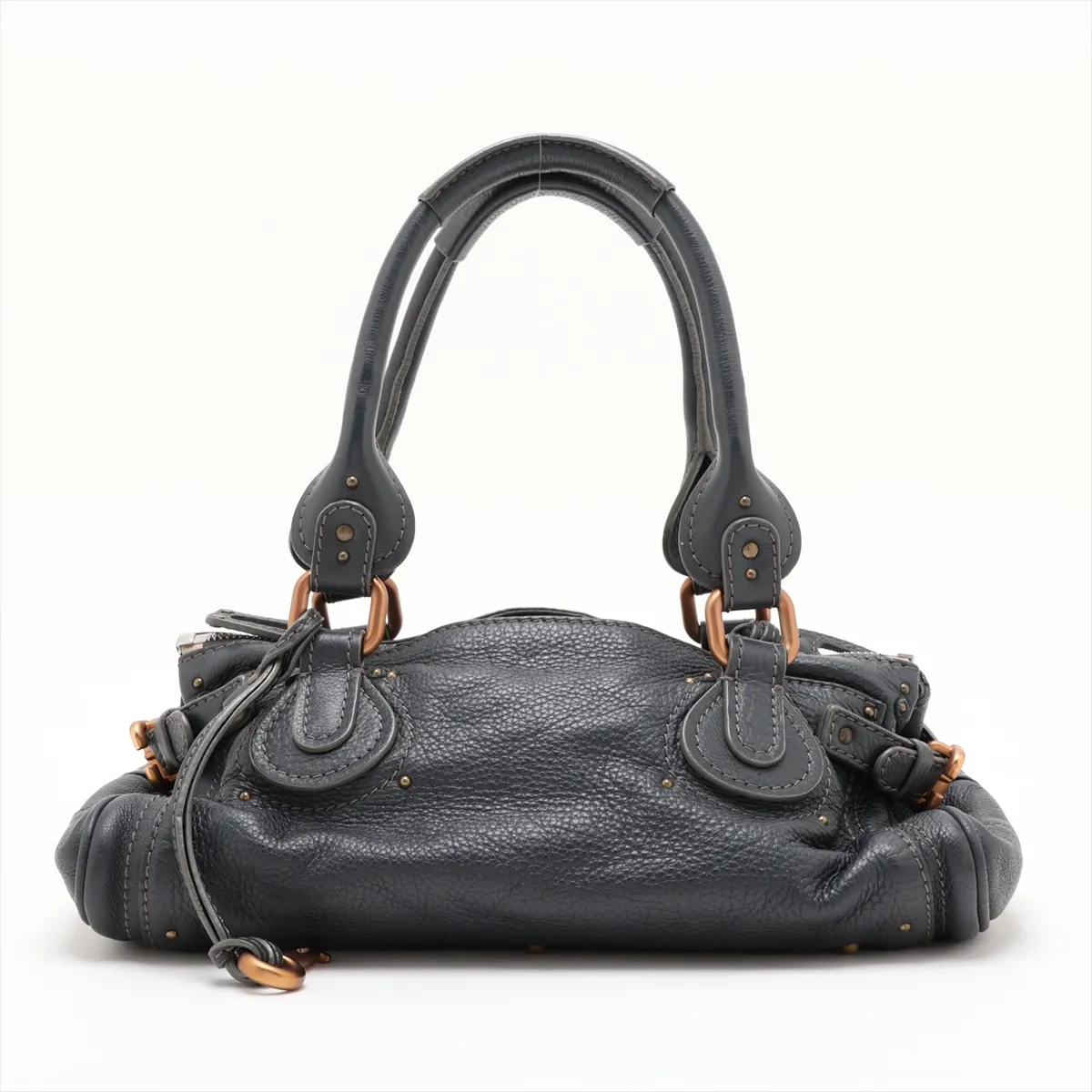 Paddington Leather Handbag, Navy — view 2