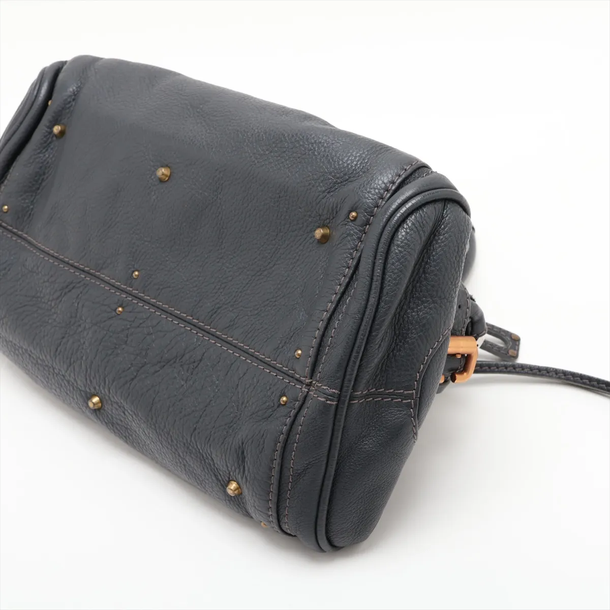 Paddington Leather Handbag, Navy — view 3
