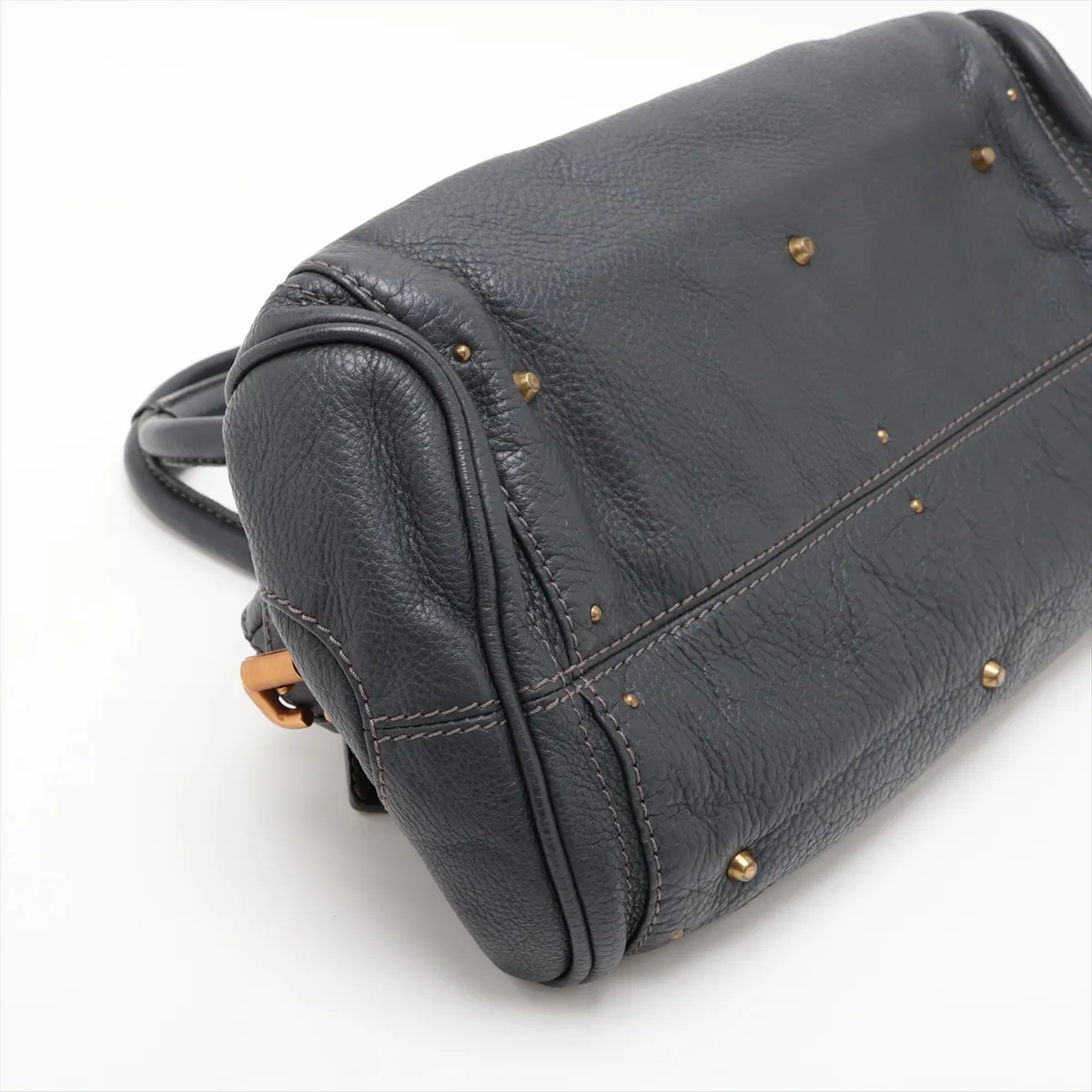 Paddington Leather Handbag, Navy — view 4