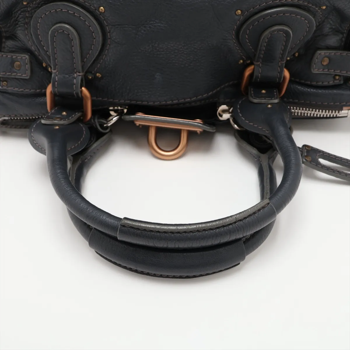 Paddington Leather Handbag, Navy — view 5