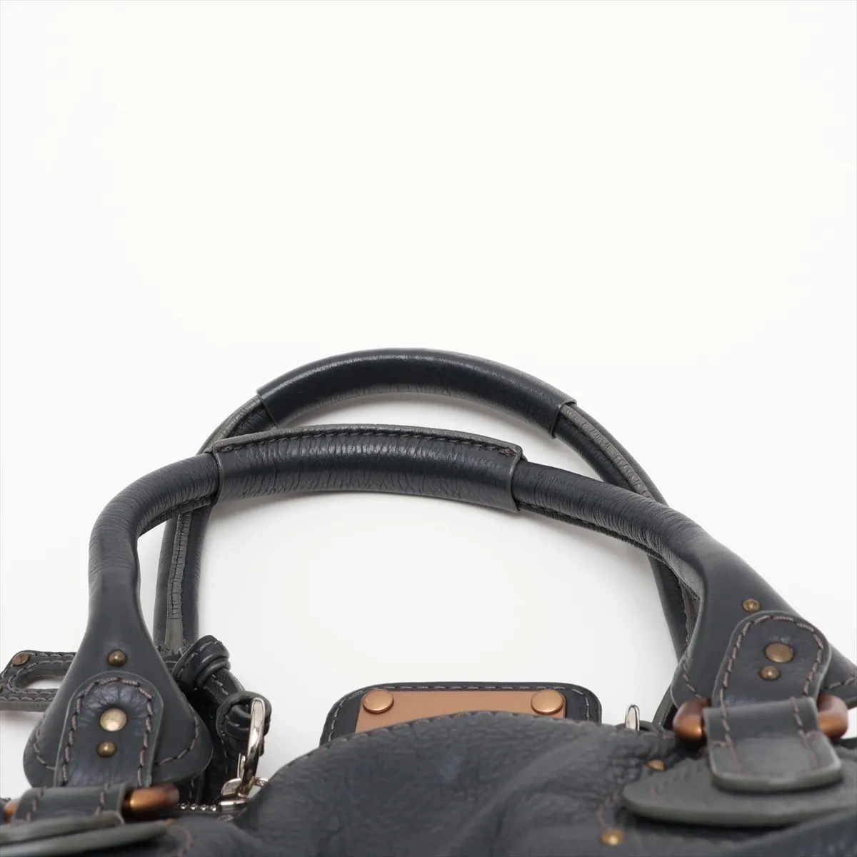Paddington Leather Handbag, Navy — view 6