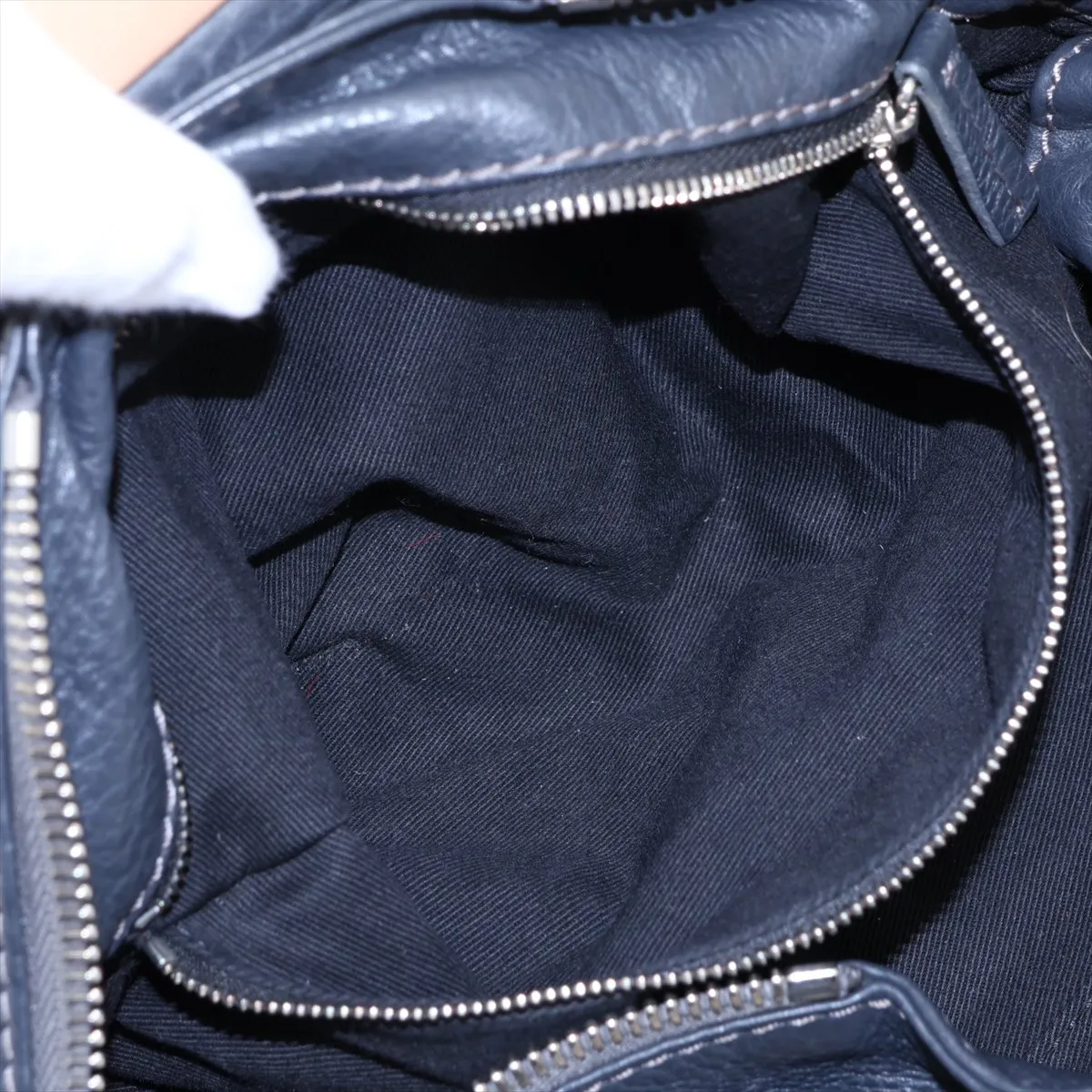 Paddington Leather Handbag, Navy — view 8