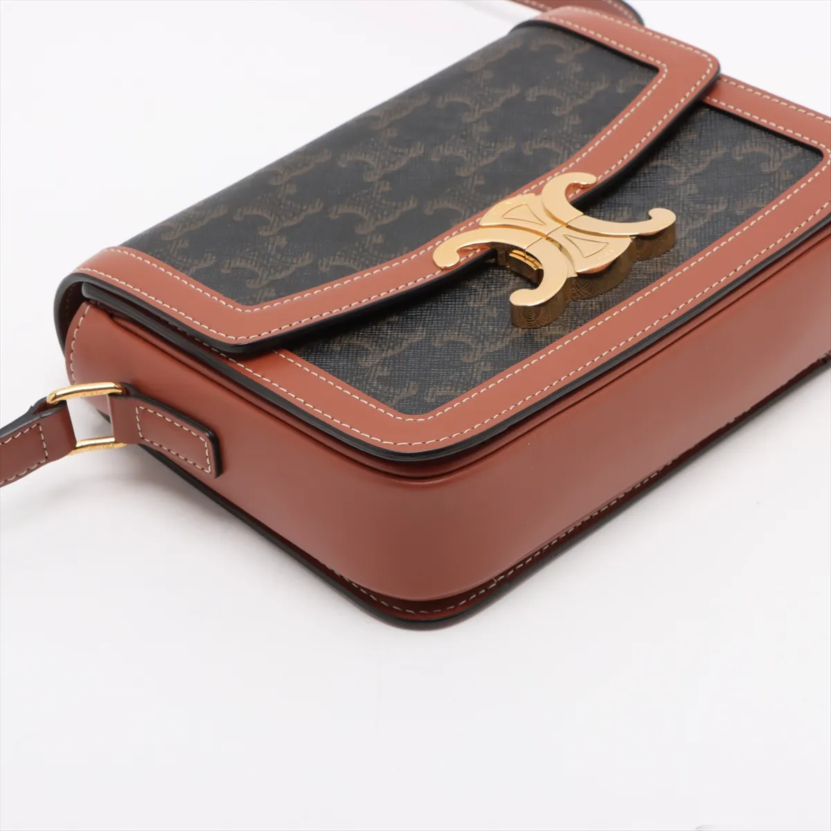Triomphe Teen PVC x Leather Shoulder Bag Brown — view 4