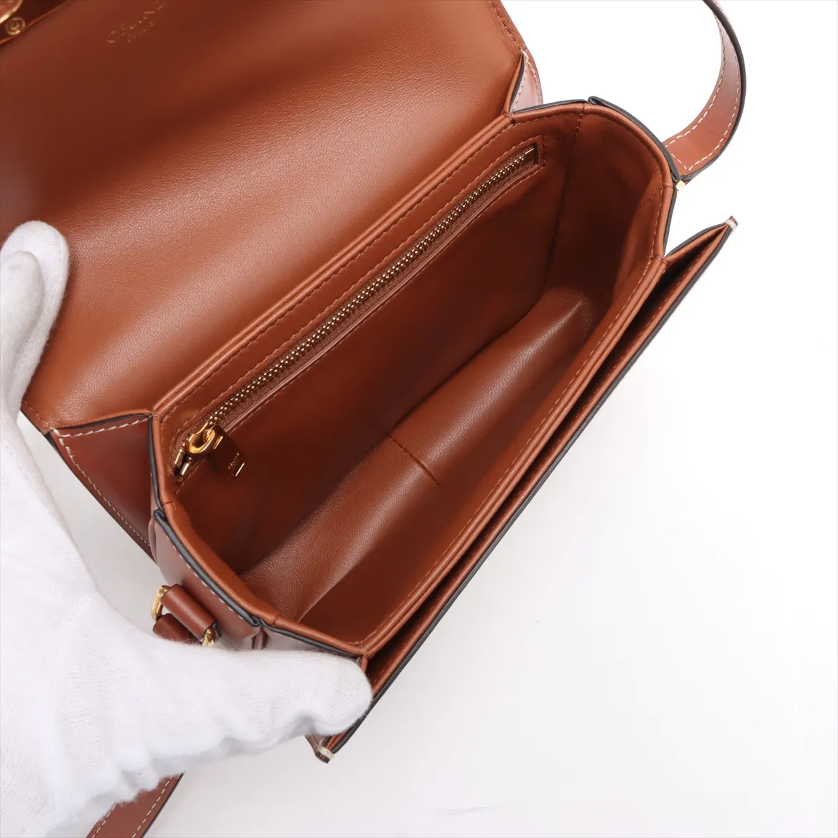 Triomphe Teen PVC x Leather Shoulder Bag Brown — view 6