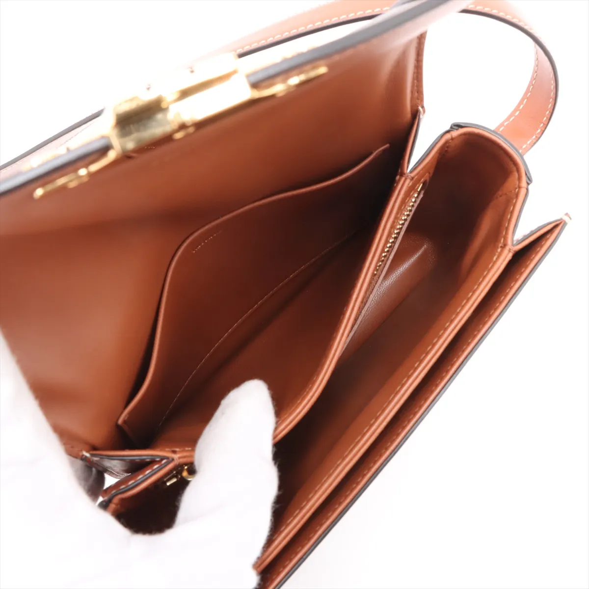 Triomphe Teen PVC x Leather Shoulder Bag Brown — view 8