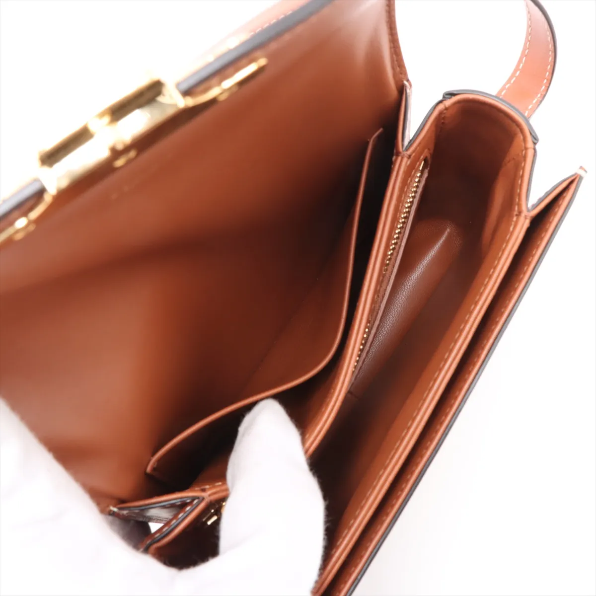 Triomphe Teen PVC x Leather Shoulder Bag Brown — view 9
