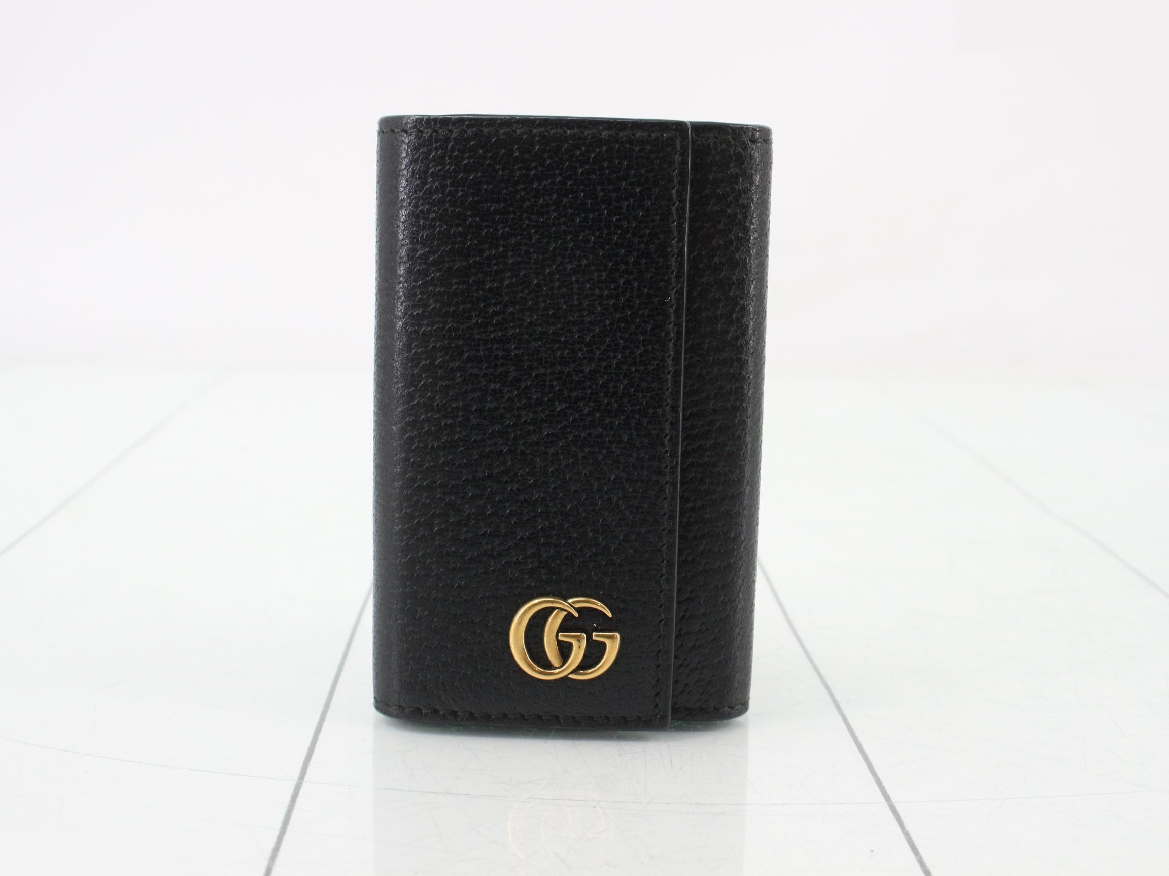Petite Marmont Leather 6-Key Case, Black, with Key Ring